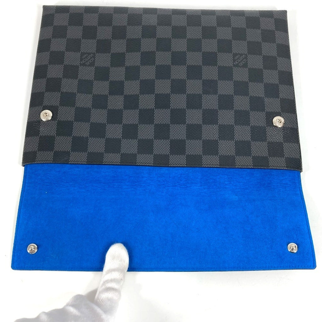 Louis Vuitton Black Blue Damier Graphite Clutch Bag Pouch