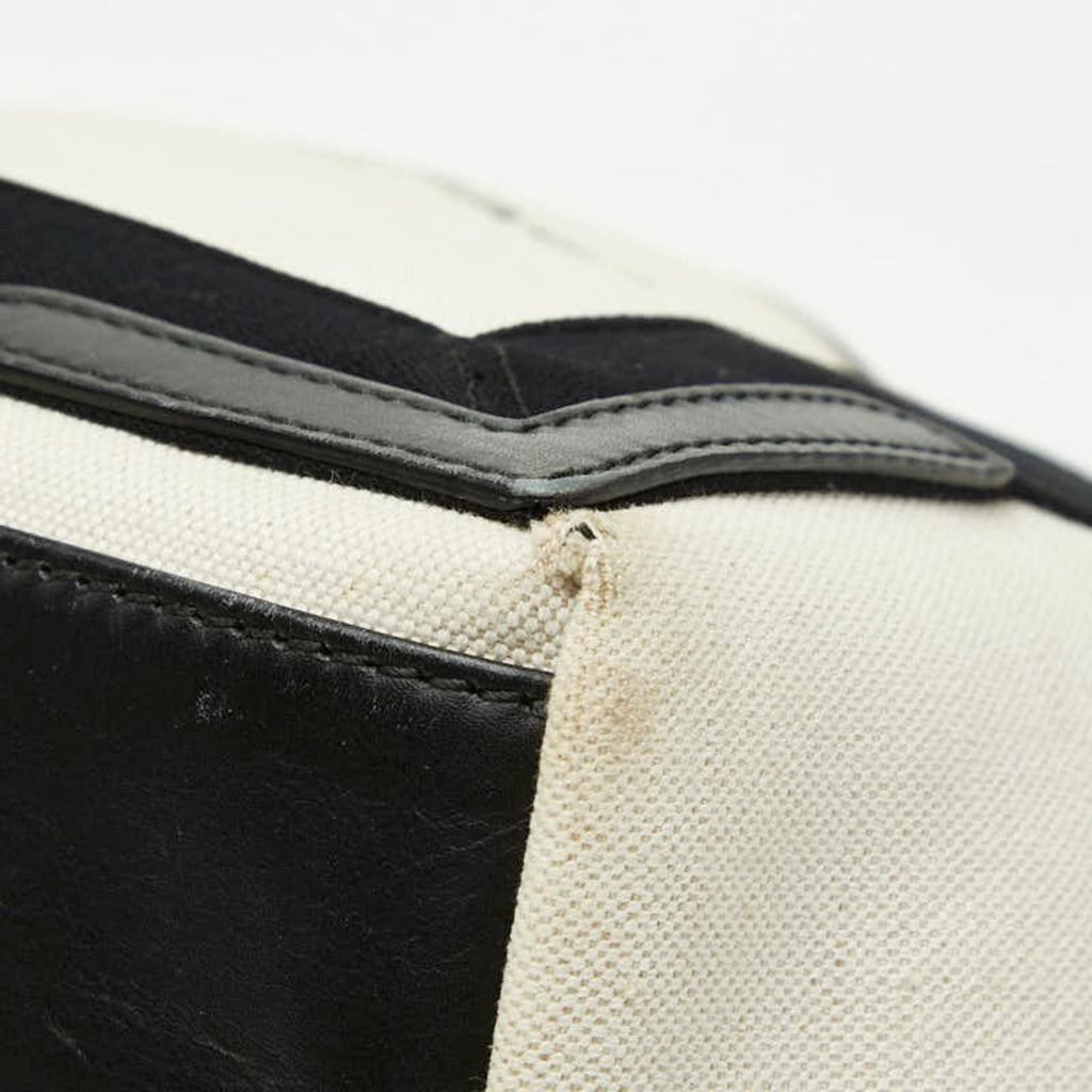 Balenciaga Black White Canvas Leather Handbag Pouch Tote