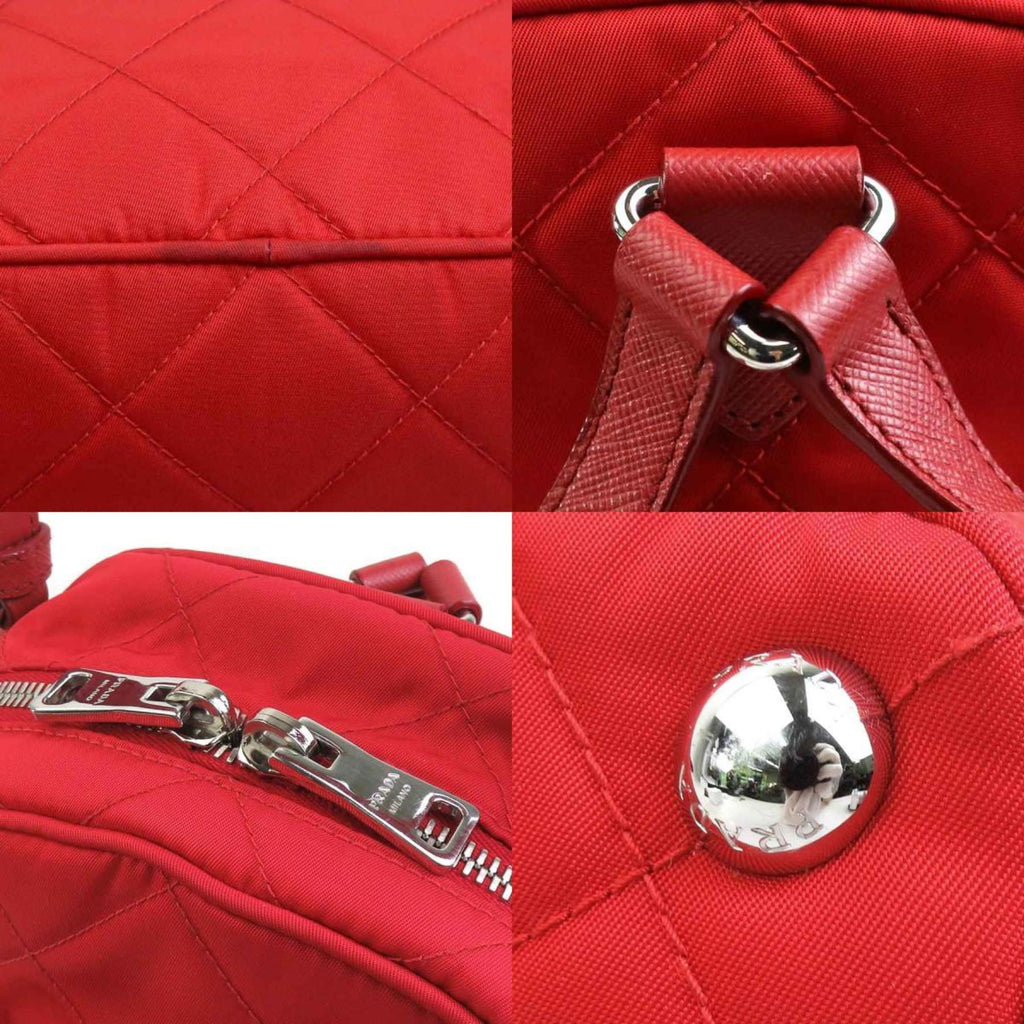 Prada Red Color Nylon Leather Backpack