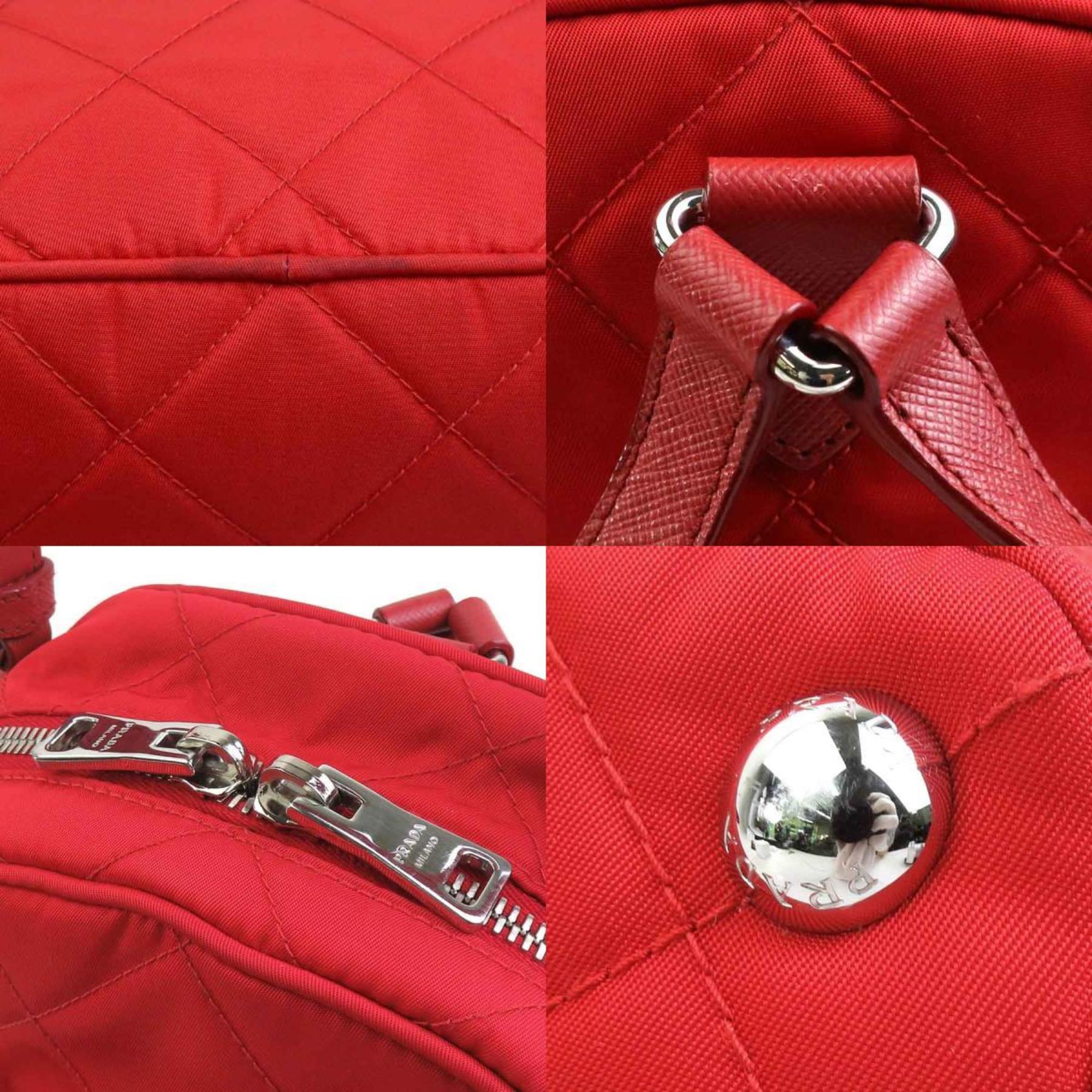 Prada Red Color Nylon Leather Backpack