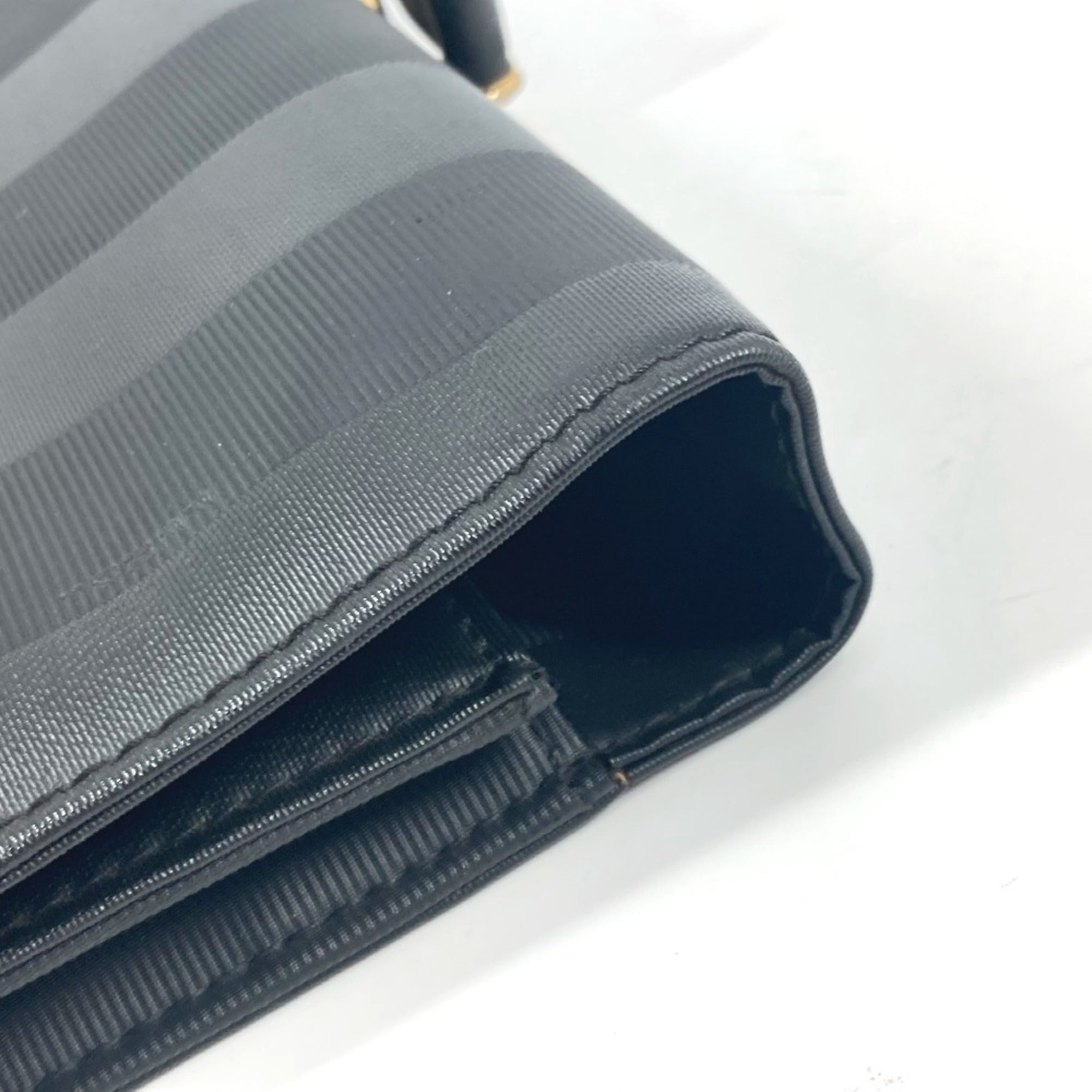 Fendi Pequin Black Pvc Leather Briefcase Handbag Tote Bag