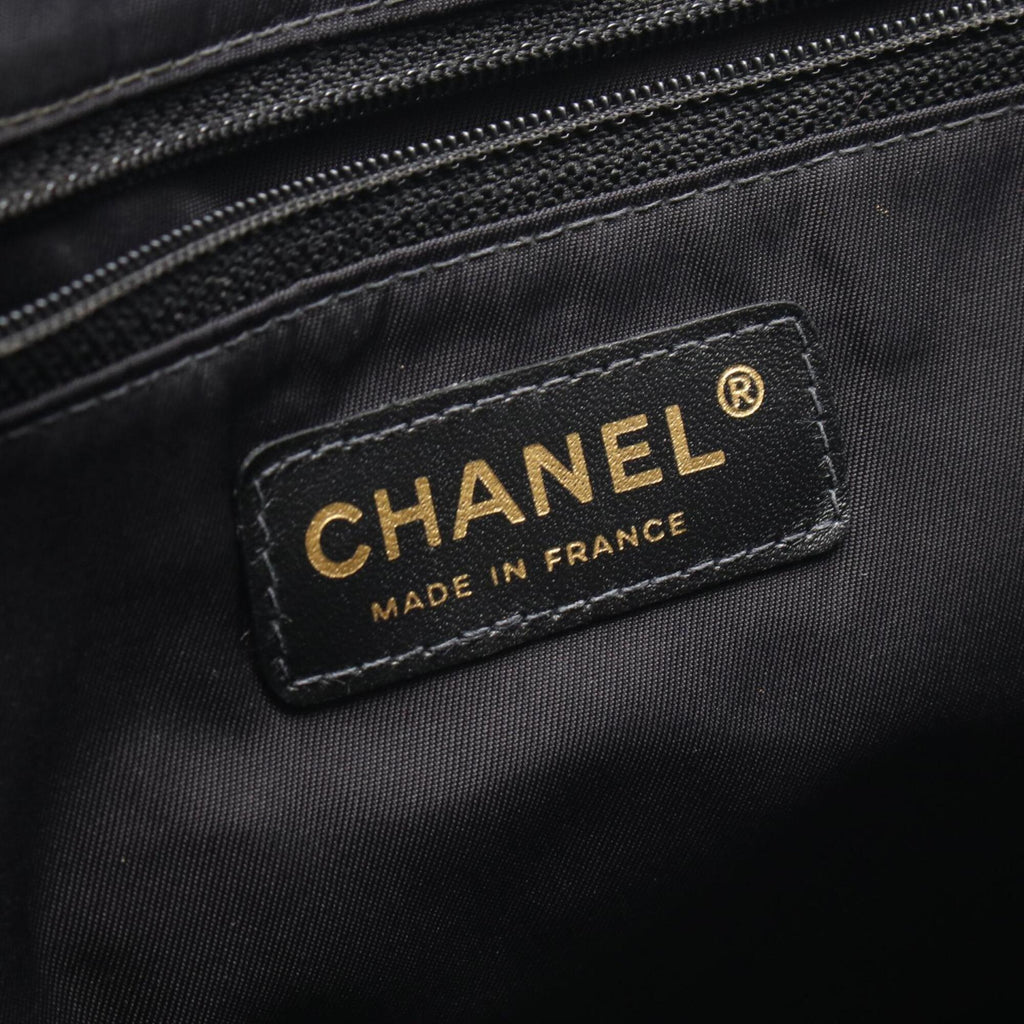 Chanel Black Leather Nylon Canvas Handbag Tote Bag