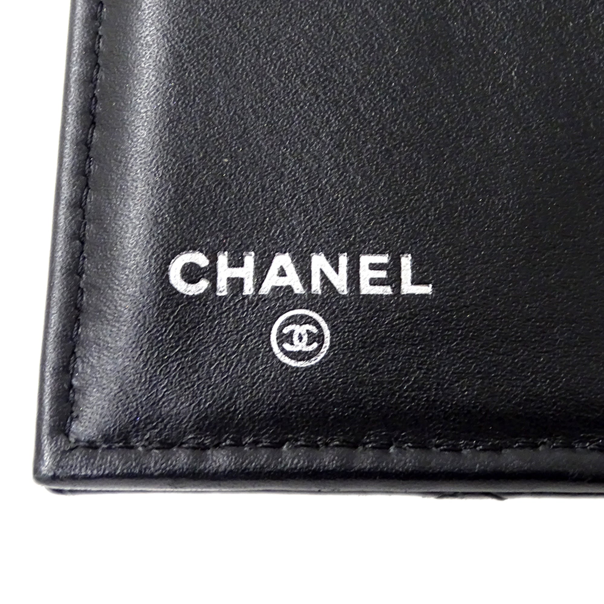 Chanel Black Grained Calfskin Wallet (Tri-Fold)