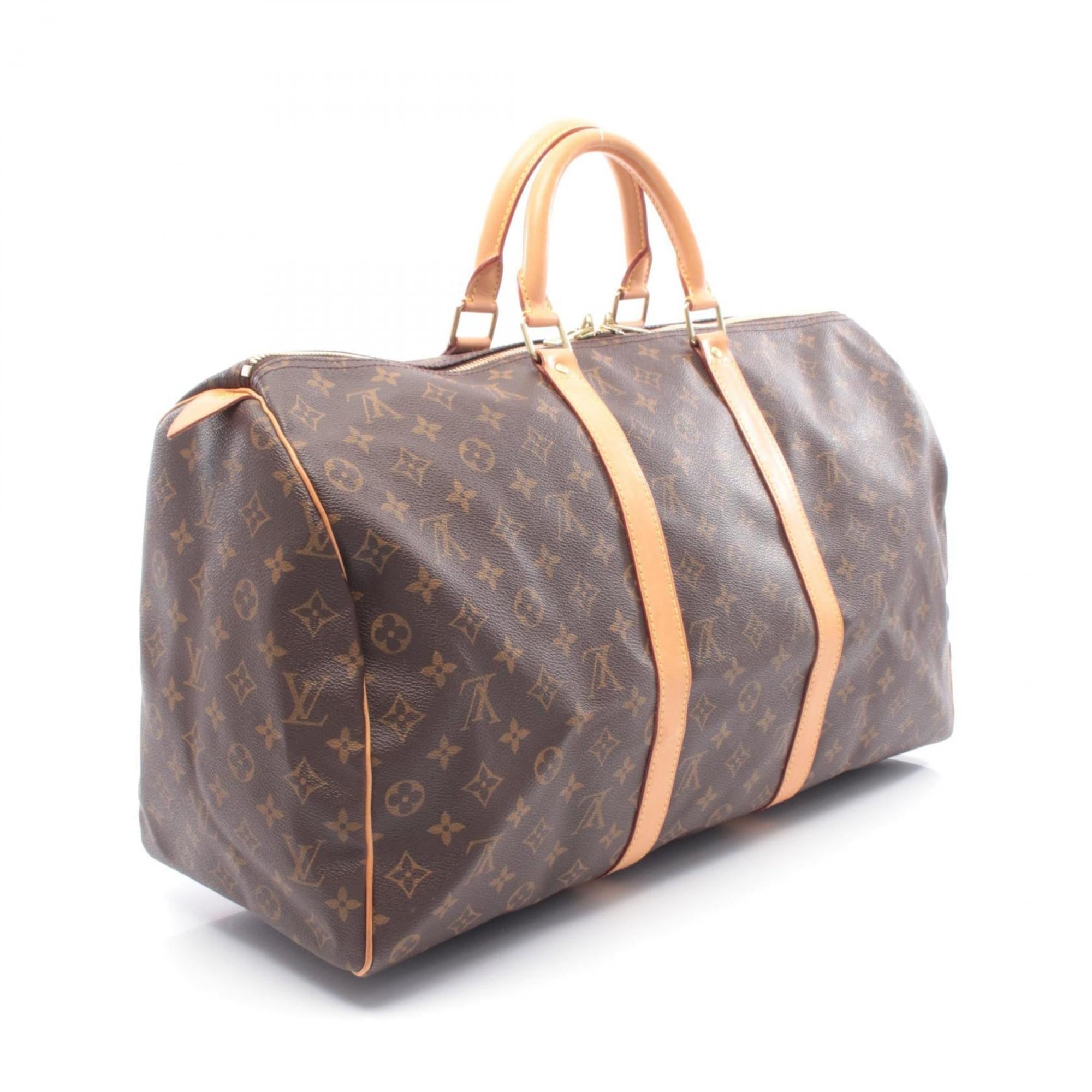 Louis Vuitton Brown Coated Canvas Pvc Monogram Leather Boston Bag
