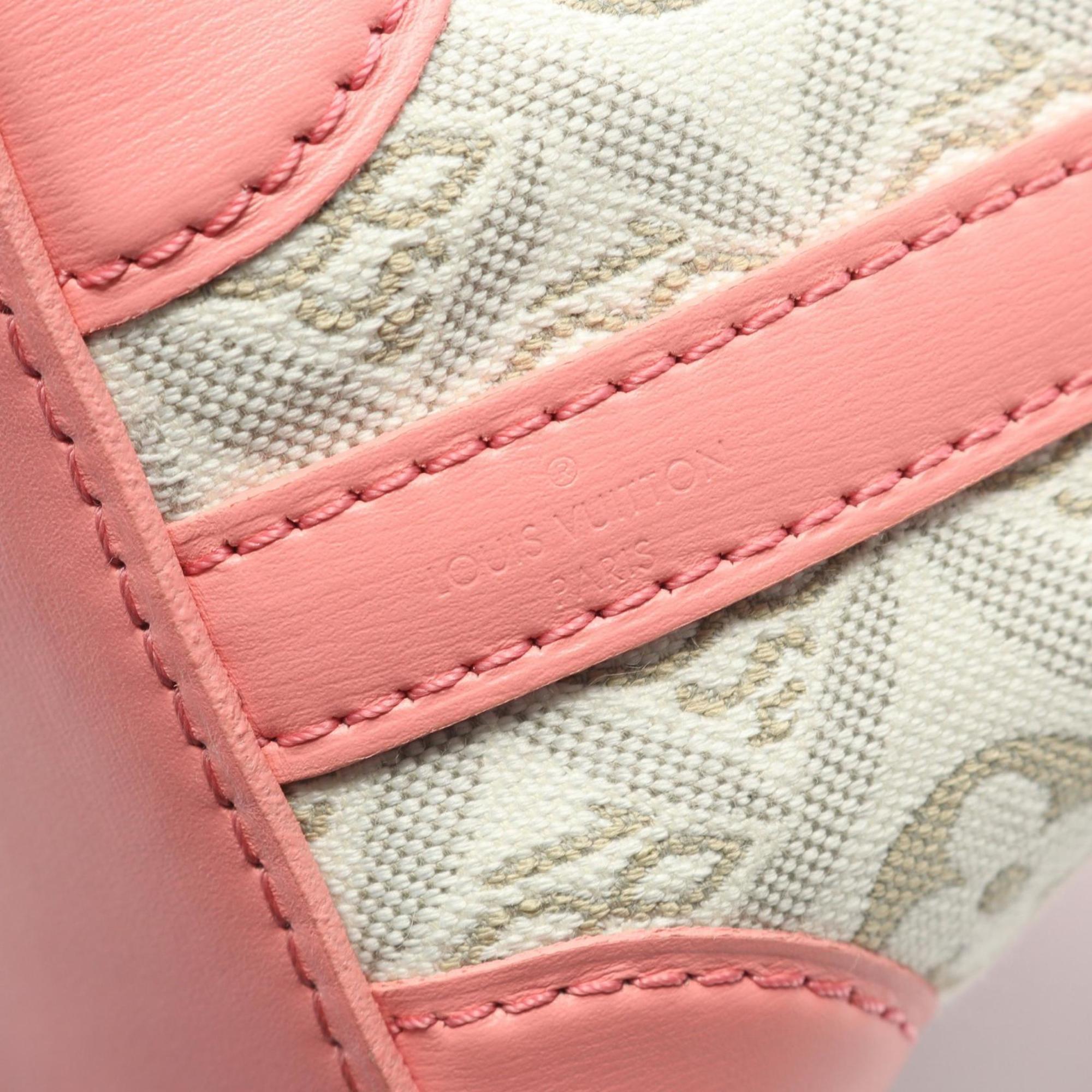 Louis Vuitton Pink White Canvas Leather Handbag