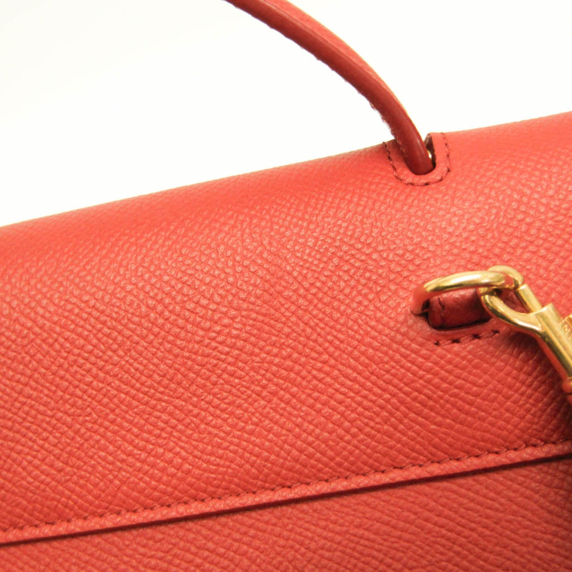 Celine Belt Bag Textured Leather Red Leather Handbag