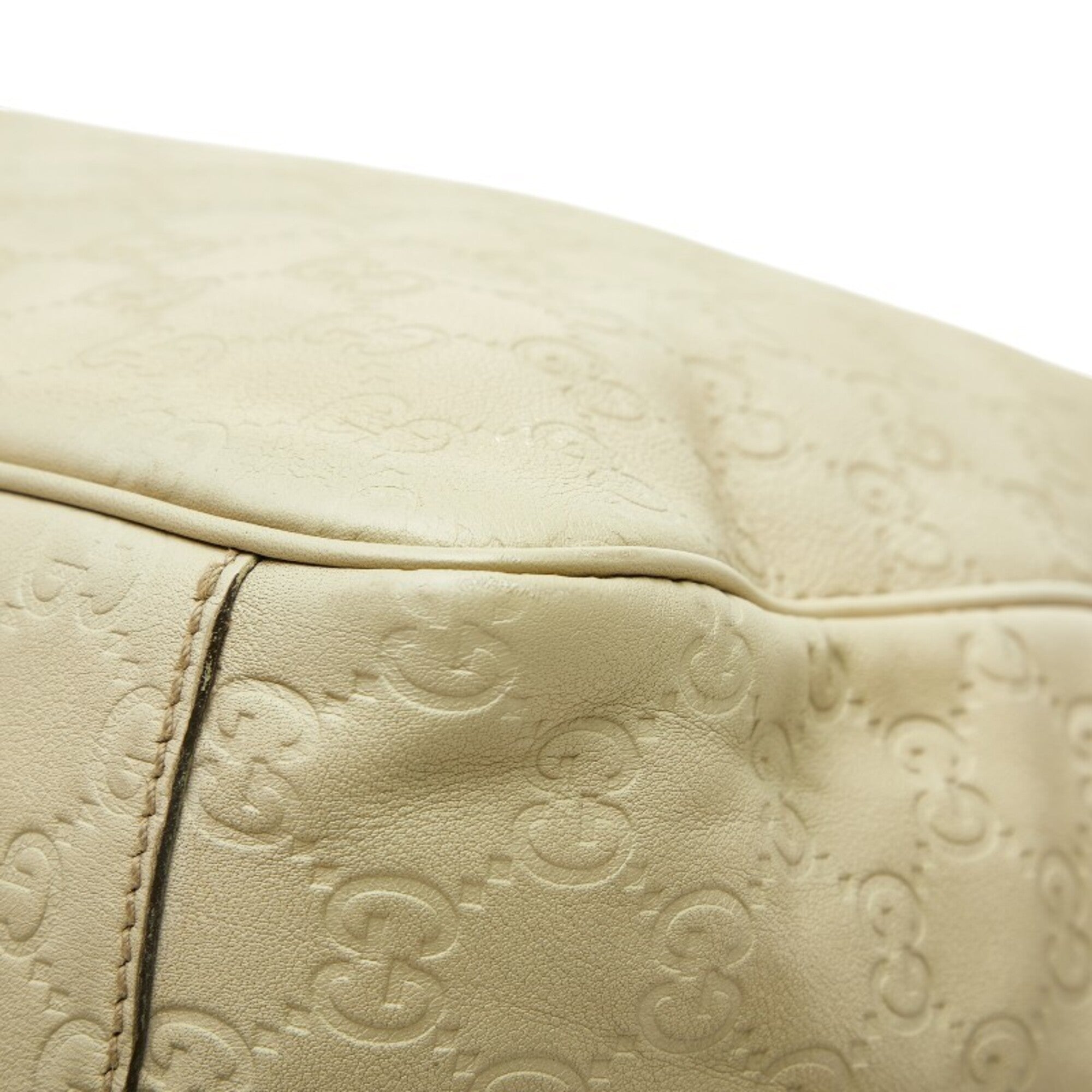Gucci Beige Canvas Leather Handbag Tote Bag (Pre-Owned)
