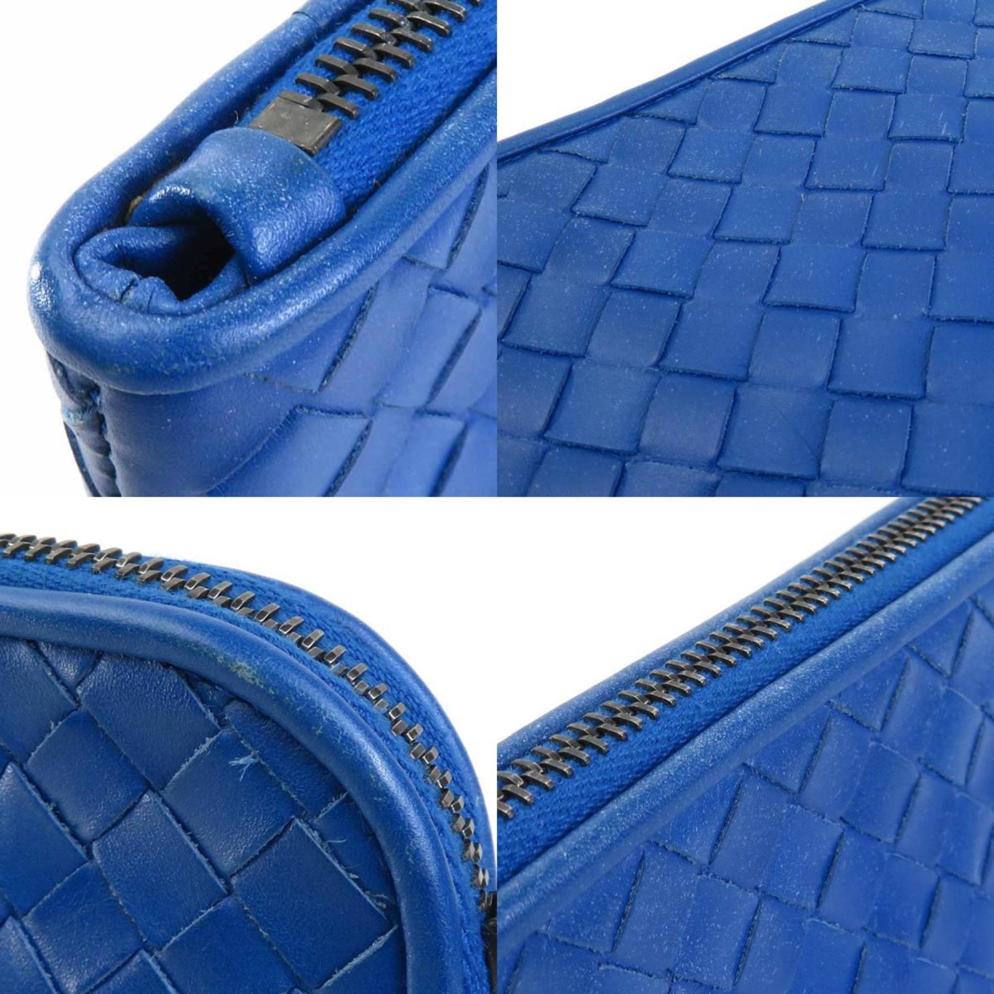 Bottega Veneta Blue Leather Clutch Bag
