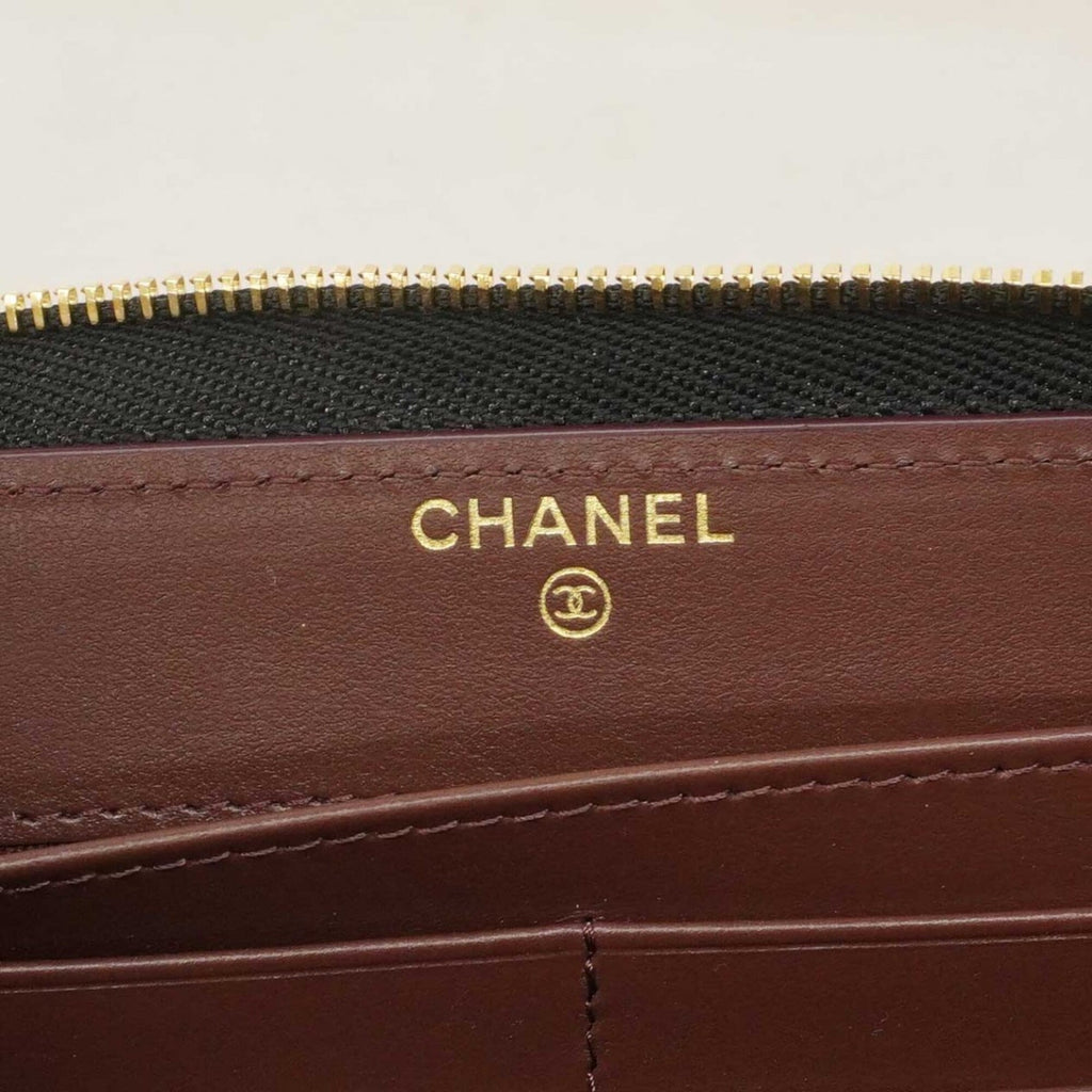 Chanel Black Grained Calfskin Long Wallet (Bi-Fold)