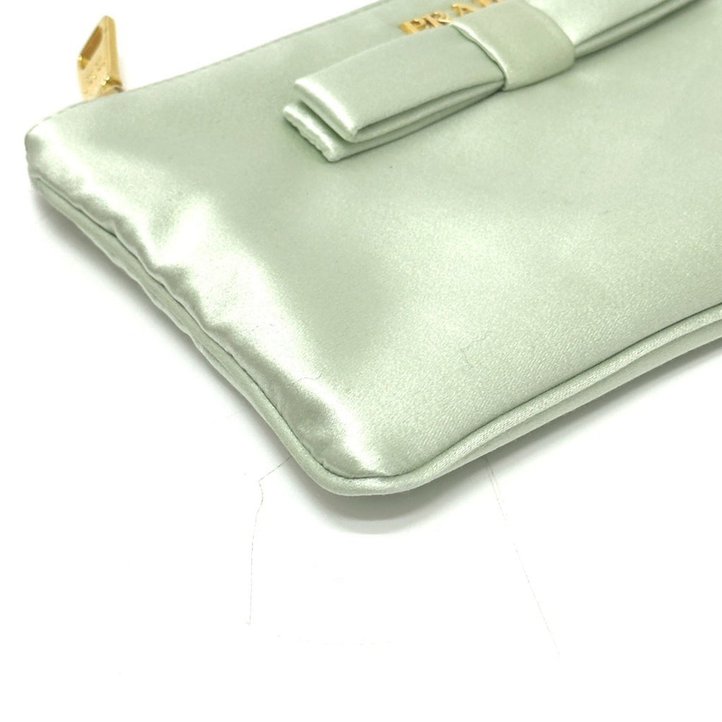 Prada Green Satin Clutch Bag