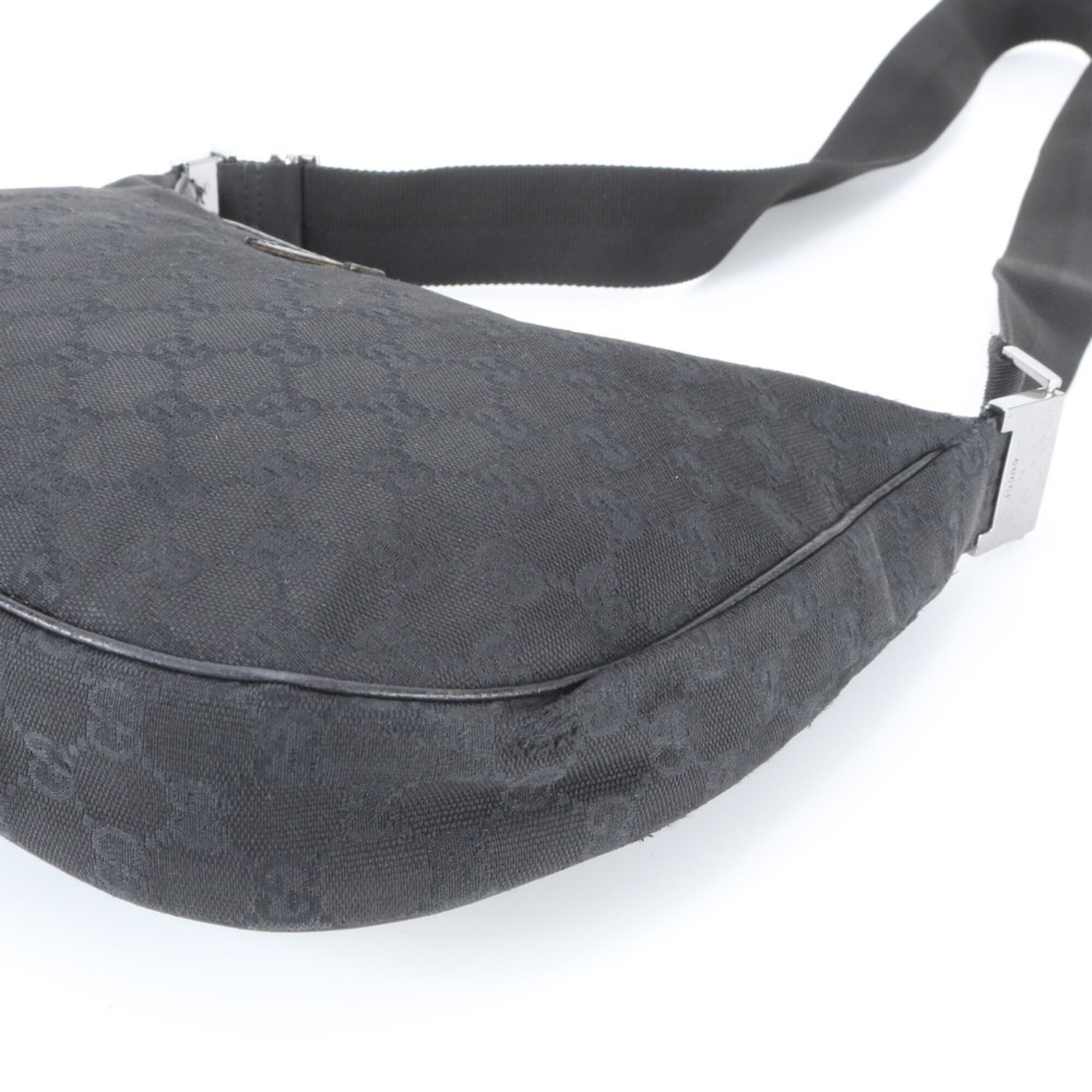 Gucci Black Leather Canvas Handbag Shoulder Bag Tote Bag (Pre-Owned)