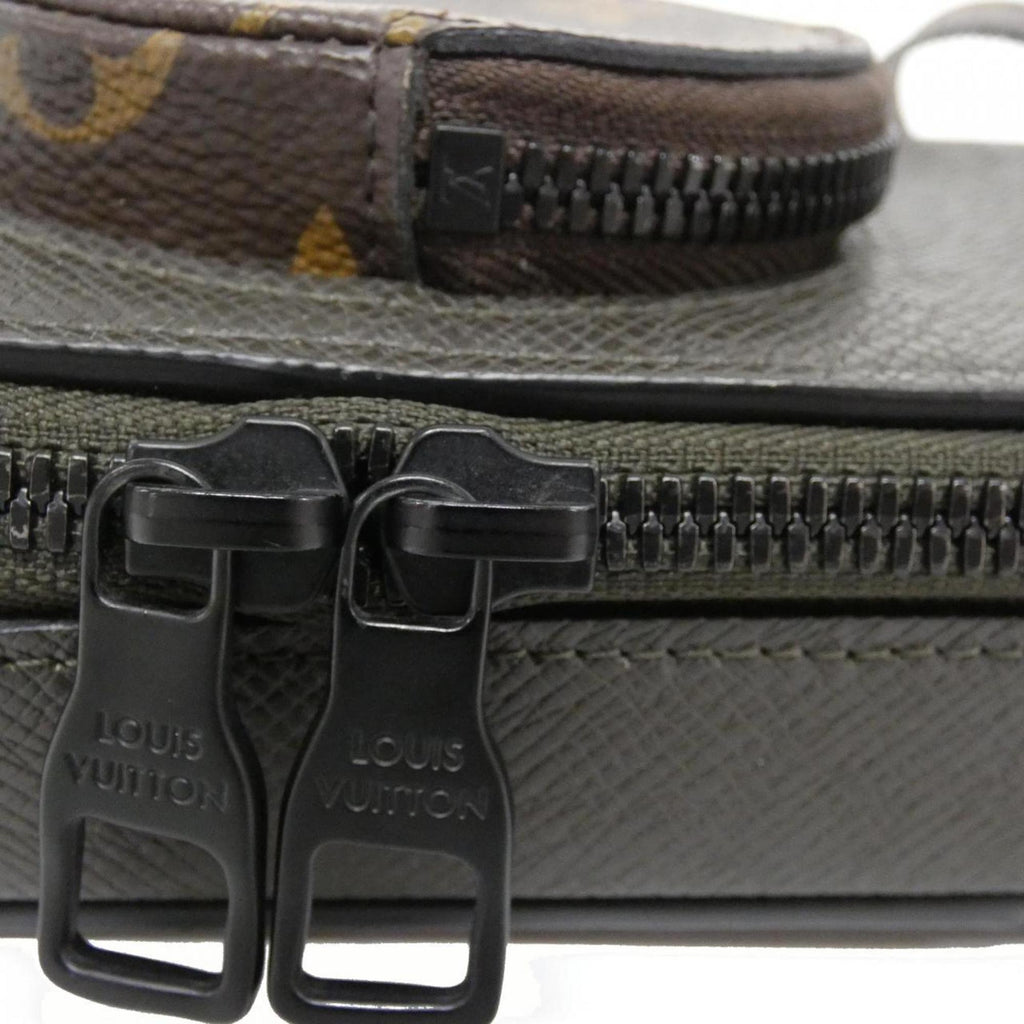 Louis Vuitton Black Khaki Marron Coated Canvas Leather Shoulder Bag