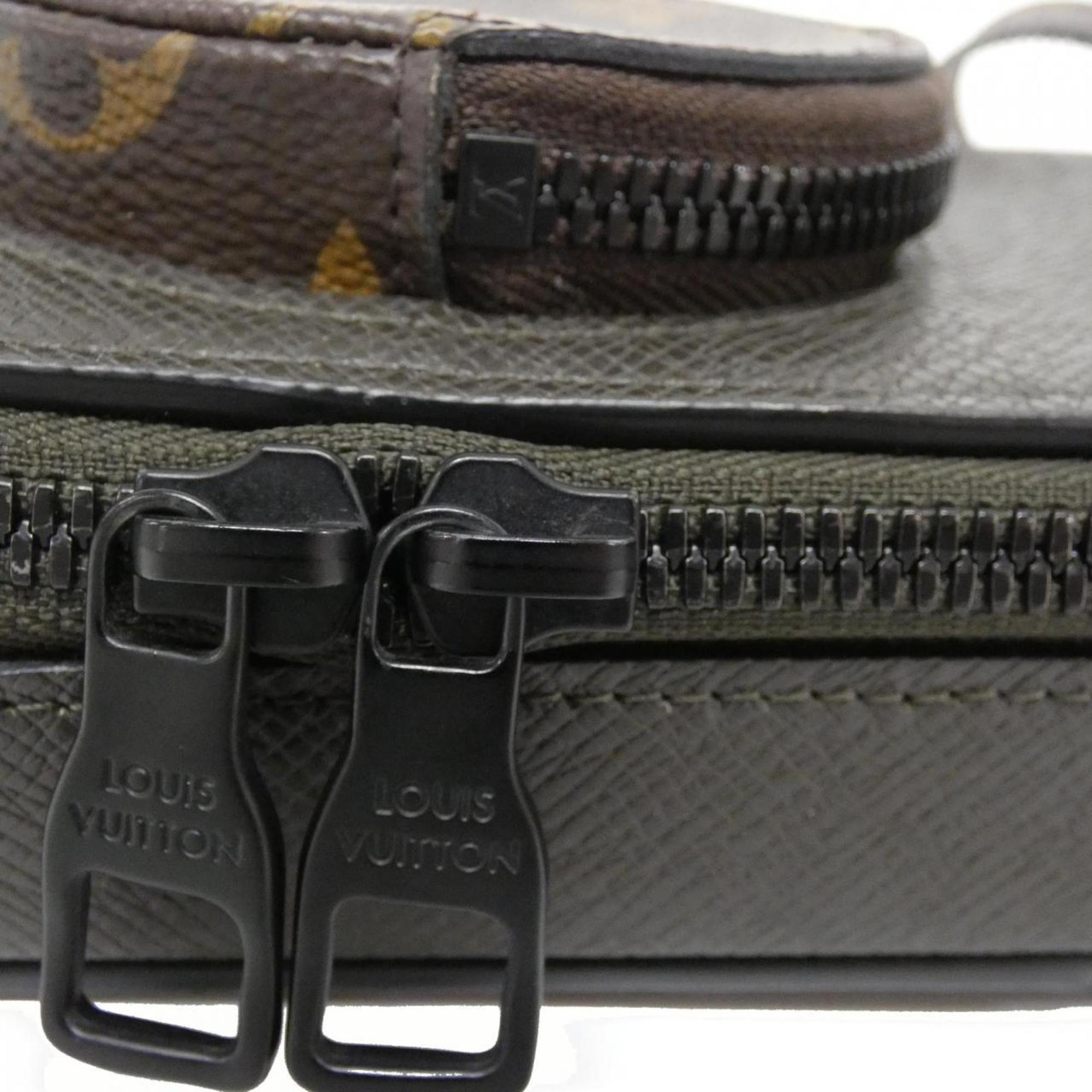 Louis Vuitton Black Khaki Marron Coated Canvas Leather Shoulder Bag