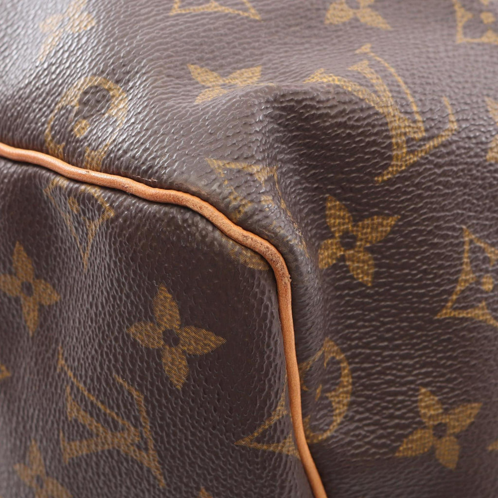 Louis Vuitton Brown Coated Canvas Leather Boston Bag Handbag