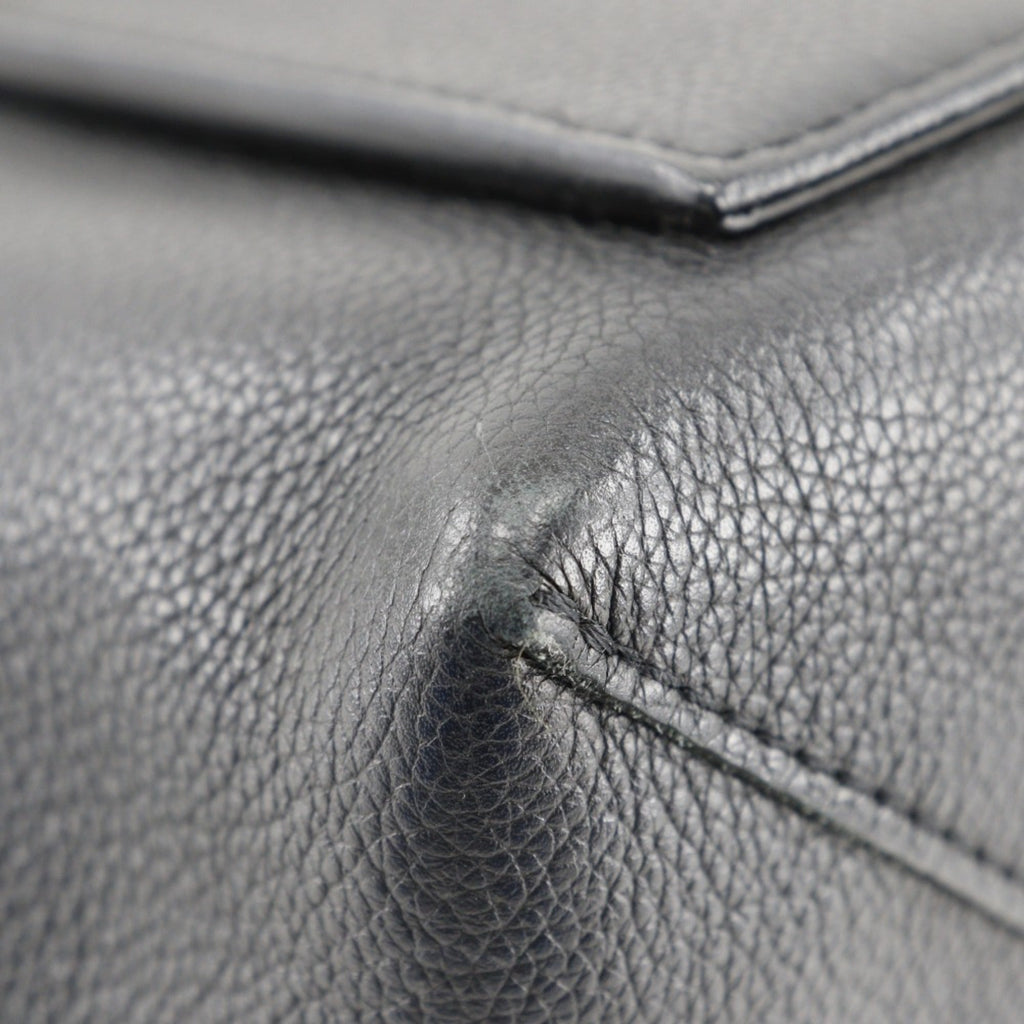 Louis Vuitton Beige Black Leather Tote Bag