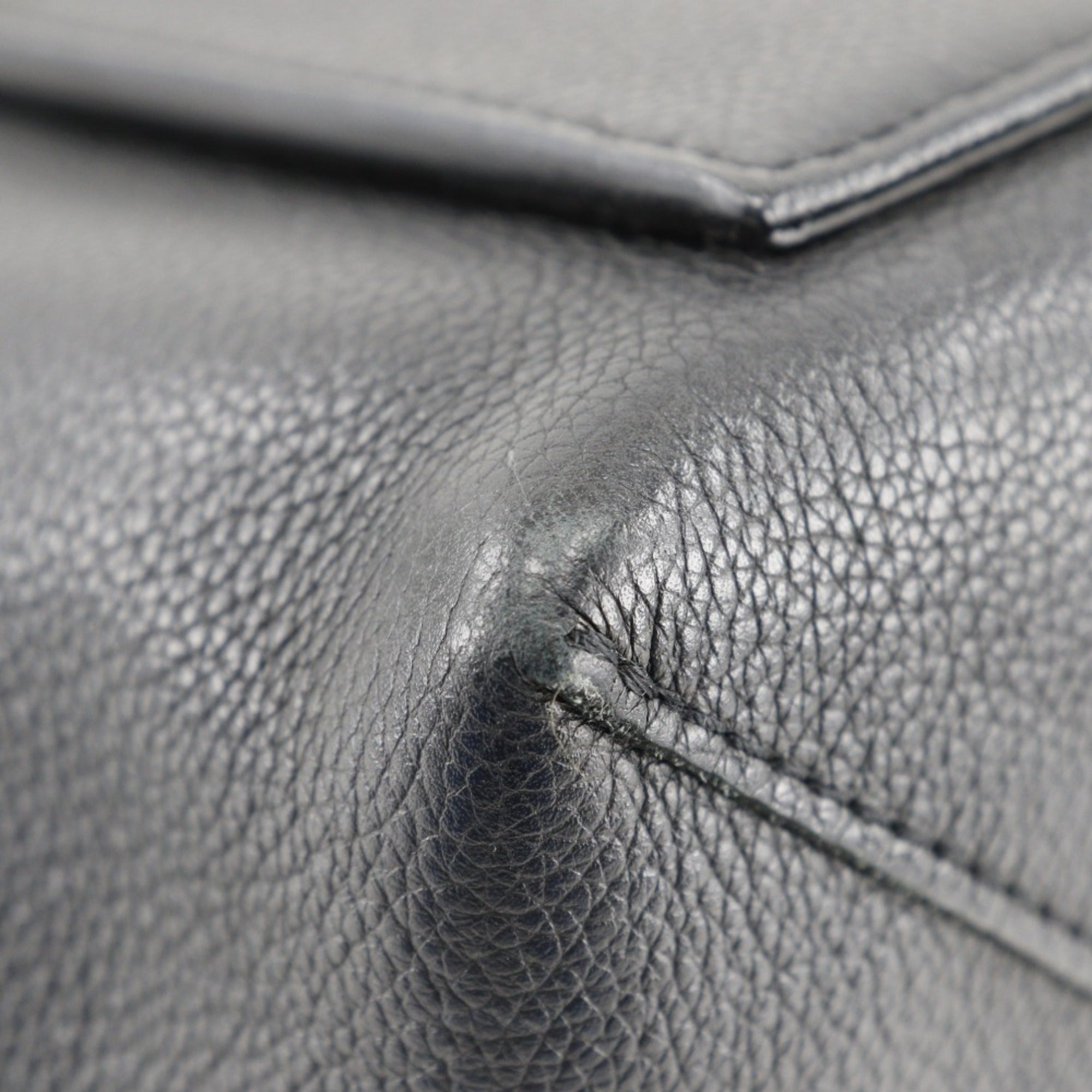 Louis Vuitton Beige Black Leather Tote Bag