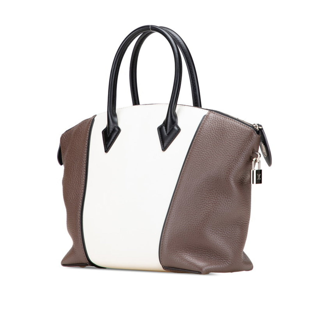 Louis Vuitton Dark Brown Off-White Leather Handbag