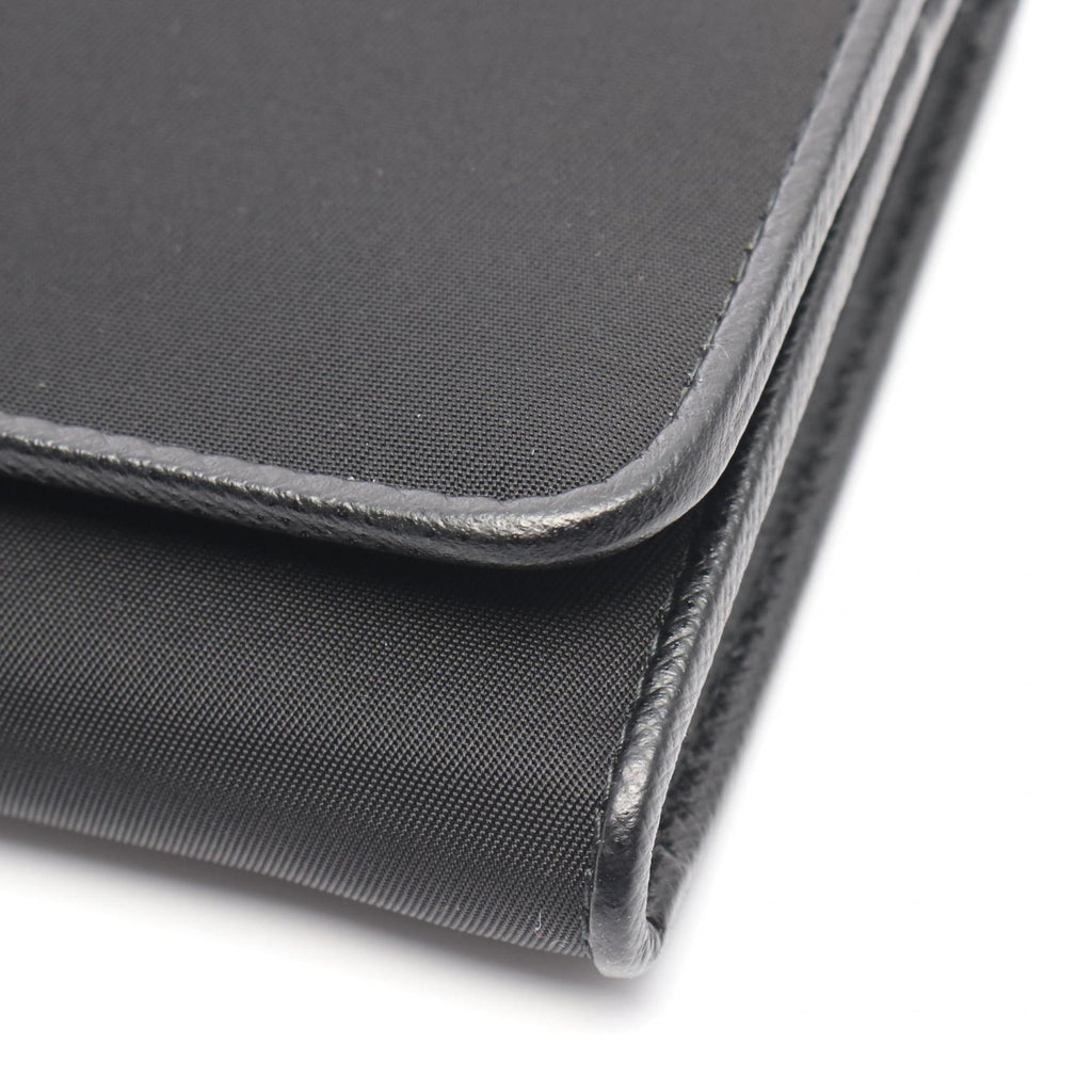 Prada Black Leather Nylon Long Wallet (Bi-Fold)