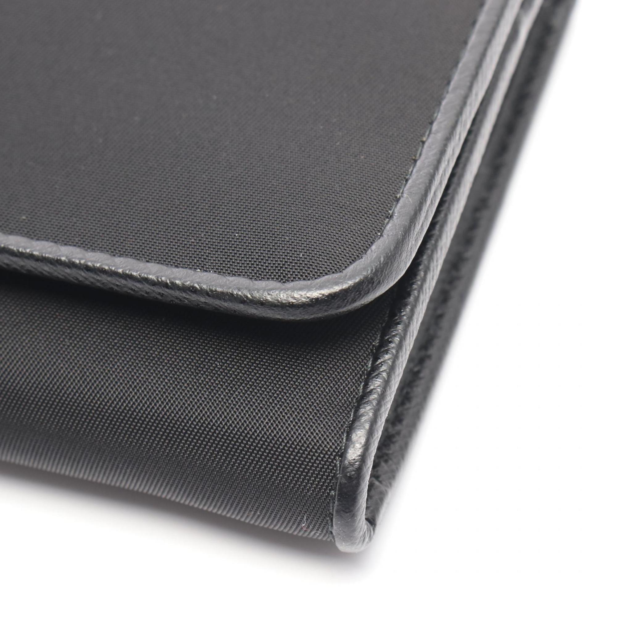 Prada Black Leather Nylon Long Wallet (Bi-Fold)