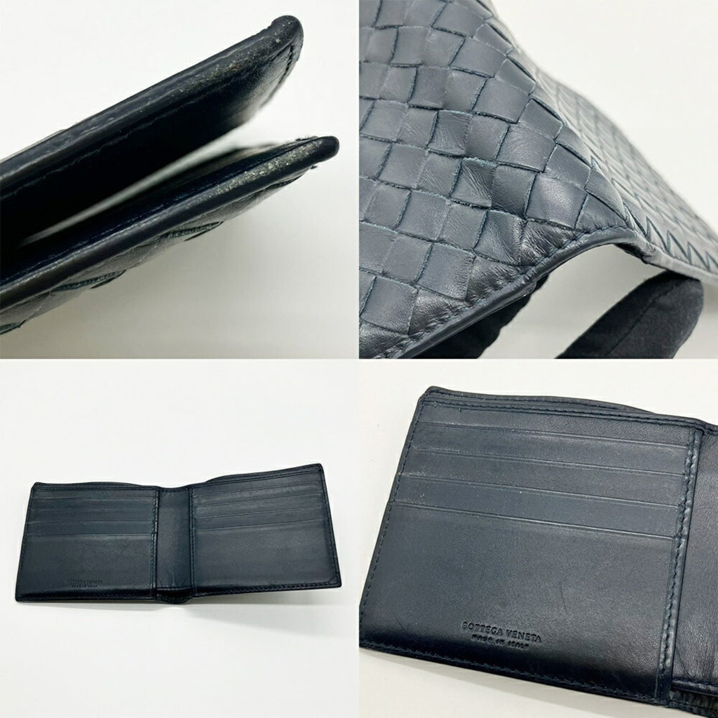 Bottega Veneta Navy Leather Wallet (Bi-Fold)