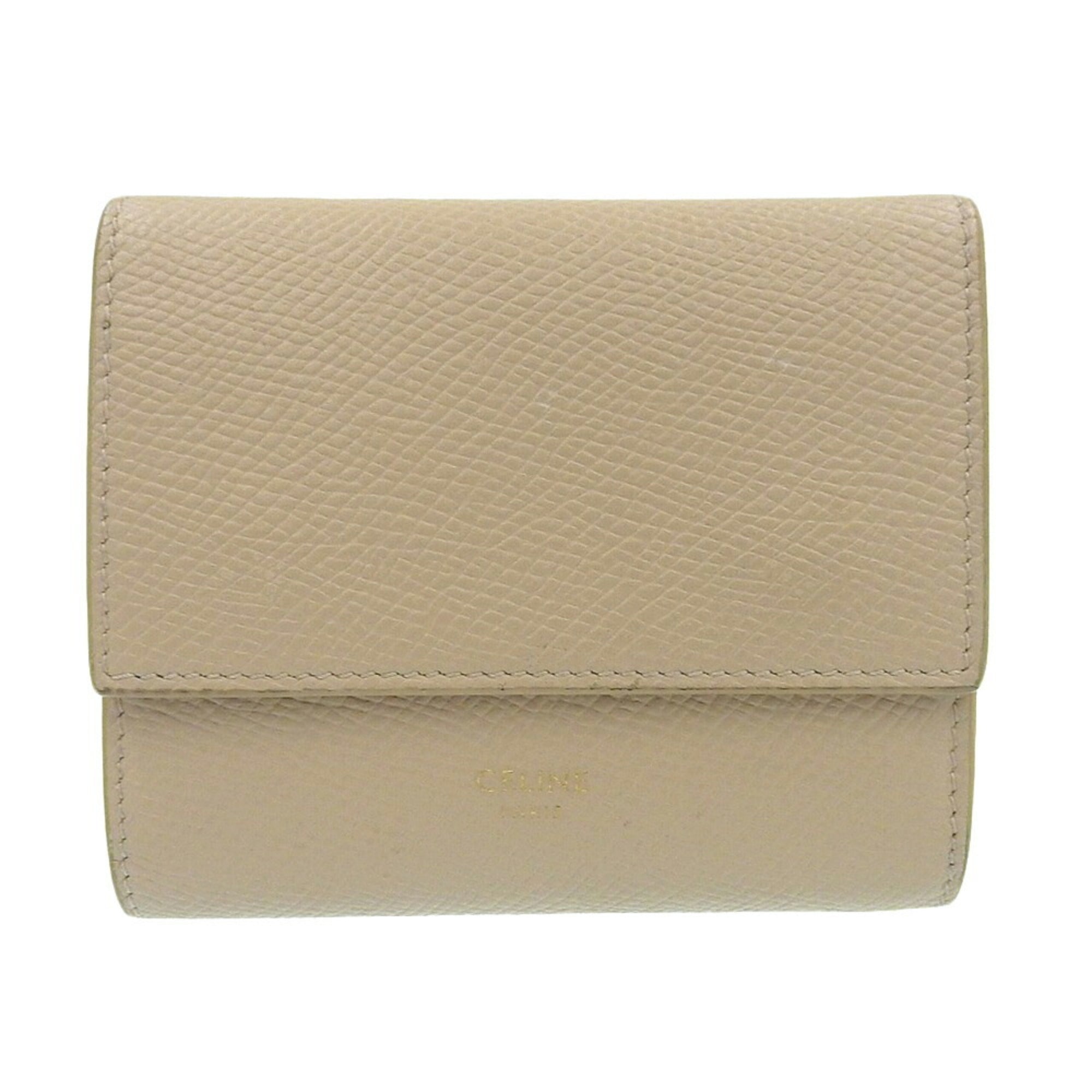 Celine Beige Leather Wallet (Tri-Fold)