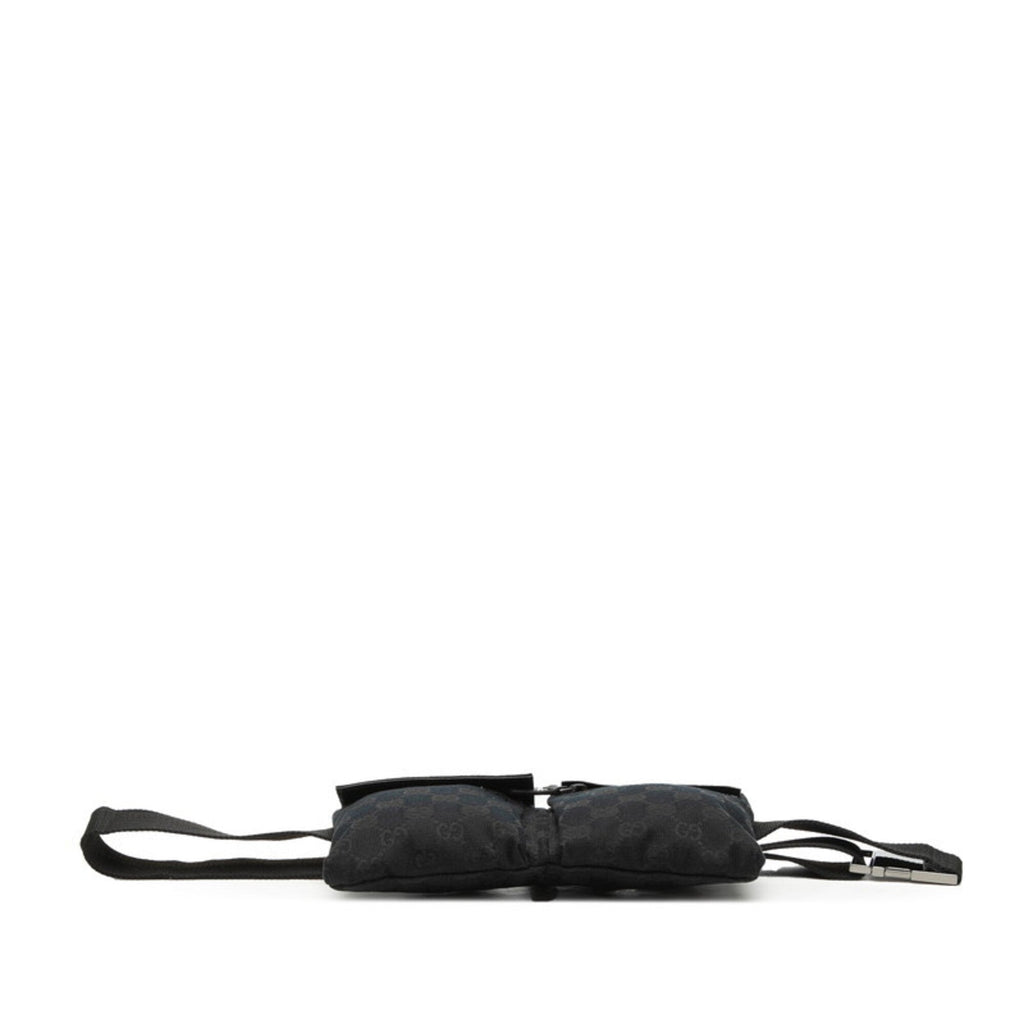 Gucci Gg Canvas Black Gg Canvas Leather Fanny Pack Sling Bag (Pre-Owned)