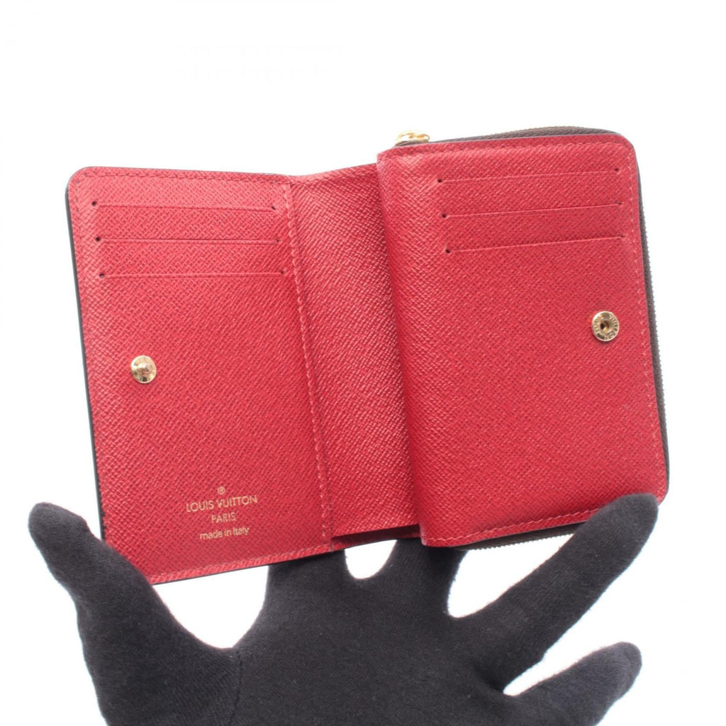 Louis Vuitton Brown Damier Canvas Red Color Damier Canvas Wallet