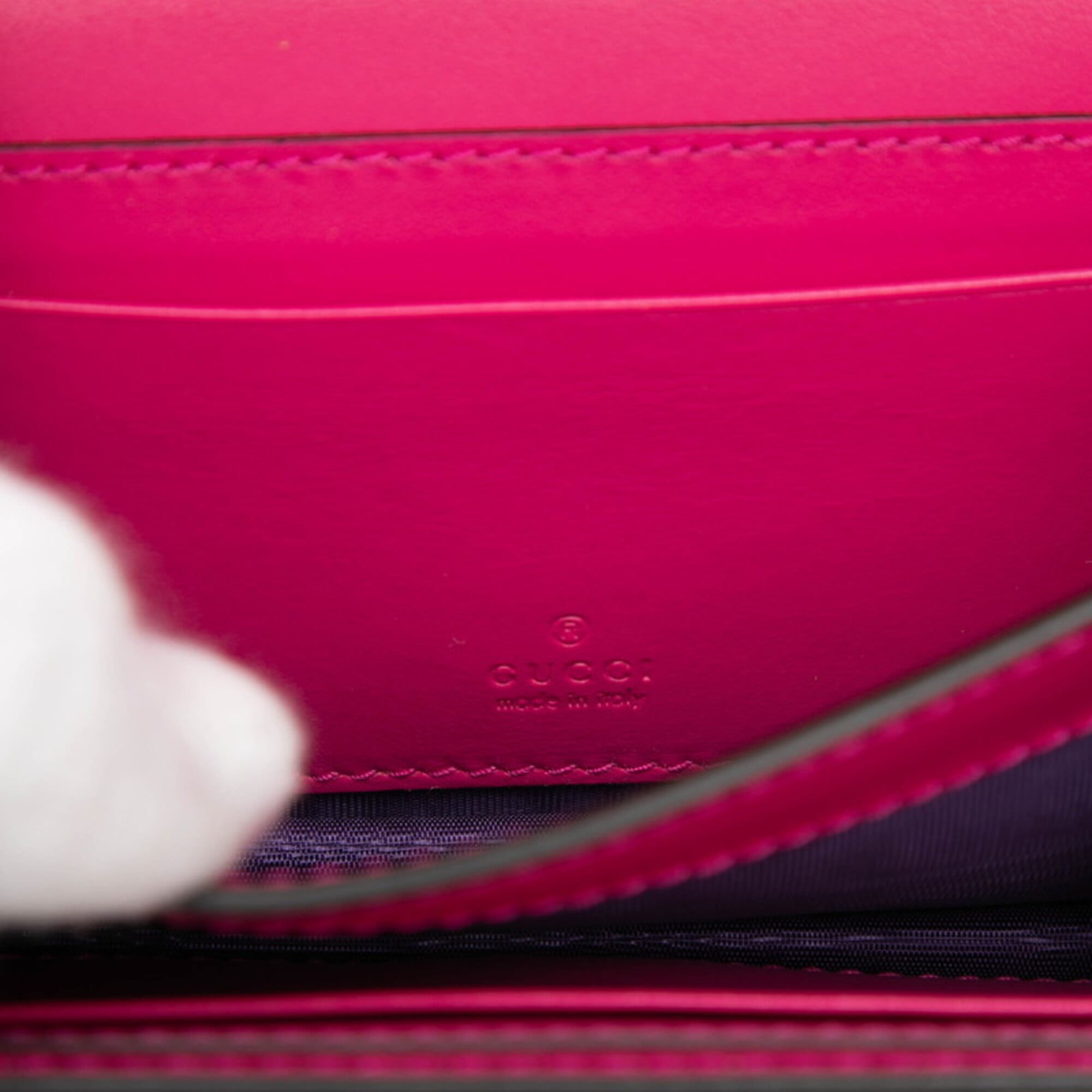 Gucci Gg Marmont Pink Nylon Leather Handbag Shoulder Bag (Pre-Owned)