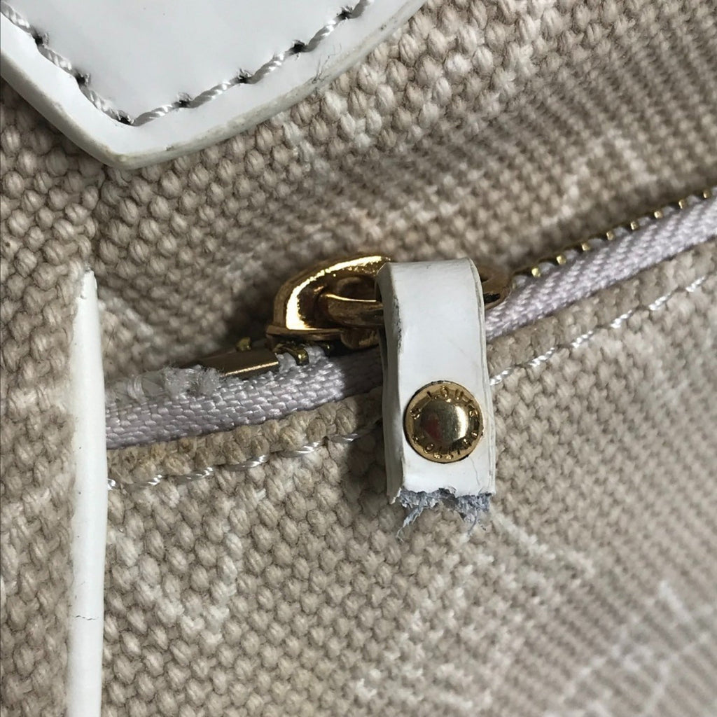Louis Vuitton Beige White Canvas Leather Shoulder Bag Tote Bag