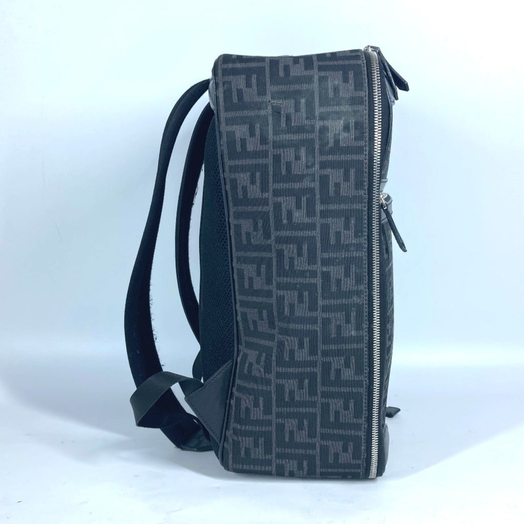 Fendi Black Gray Canvas Leather Backpack