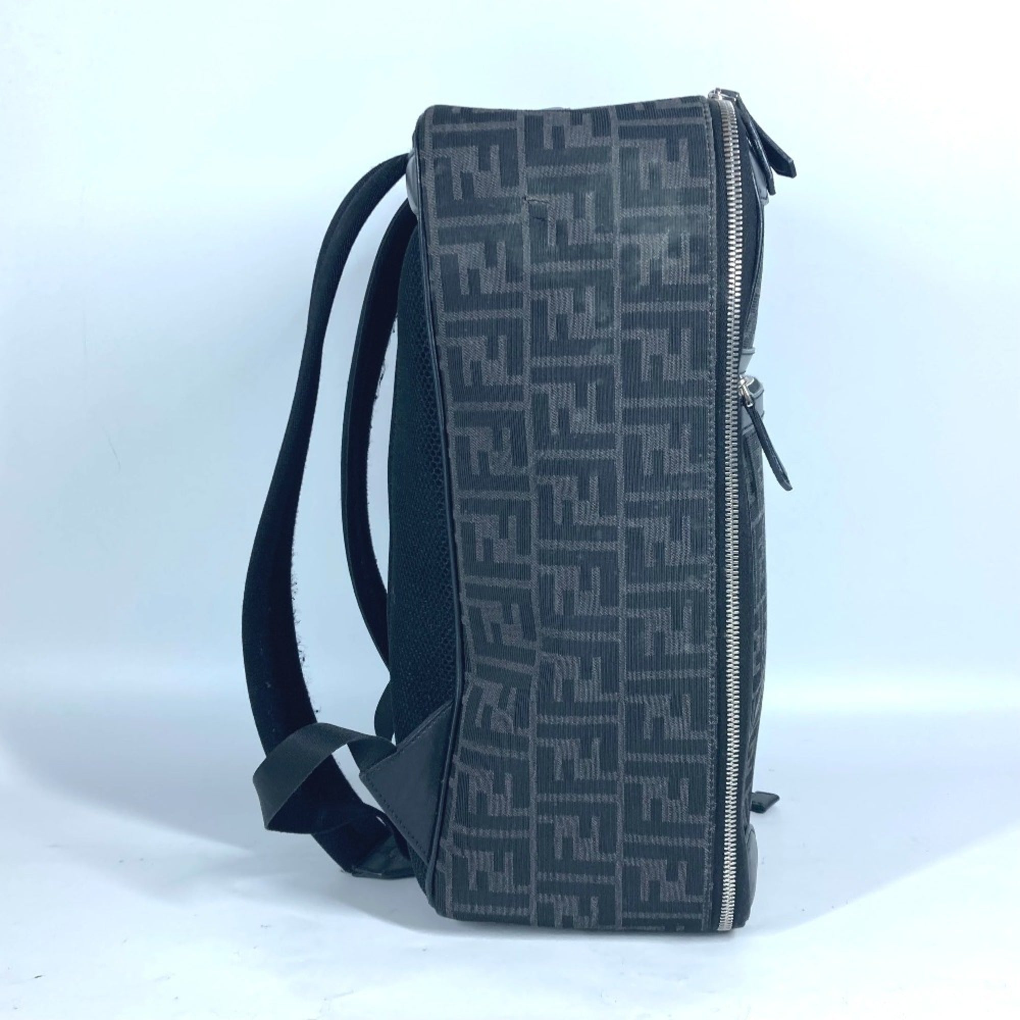 Fendi Black Gray Canvas Leather Backpack