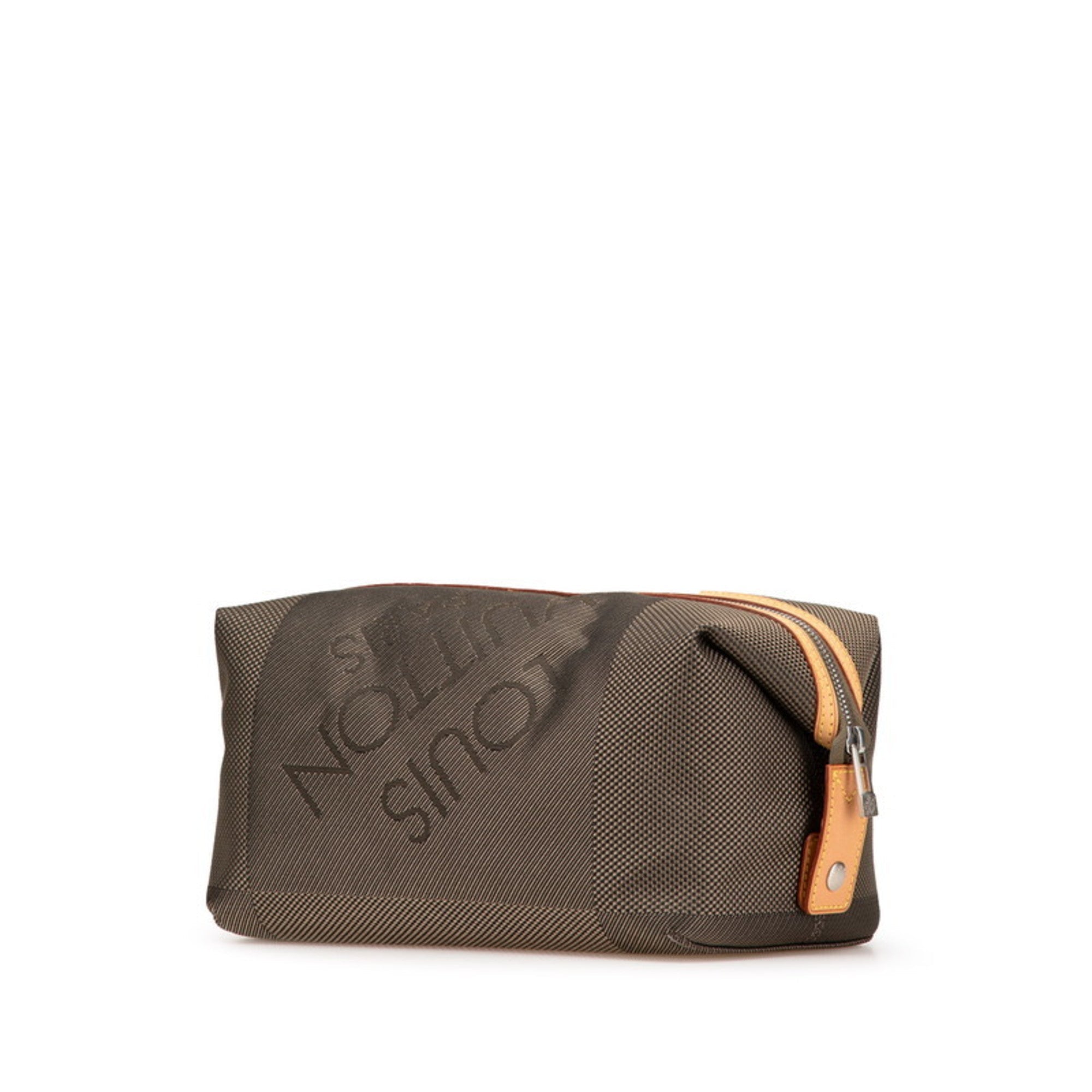 Louis Vuitton Damier Geant Earth Khaki Canvas Leather Pouch