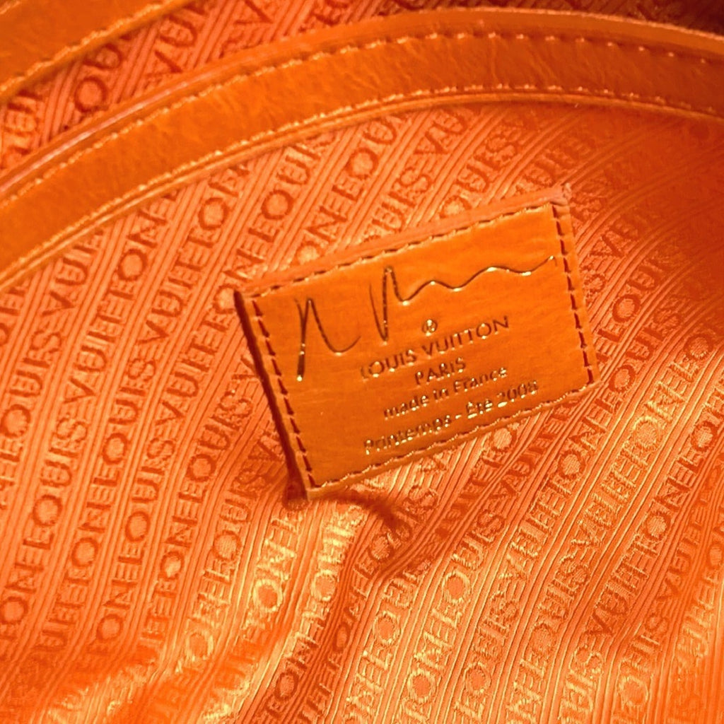 Louis Vuitton Orange Vinyl Leather Boston Bag Handbag Tote Bag