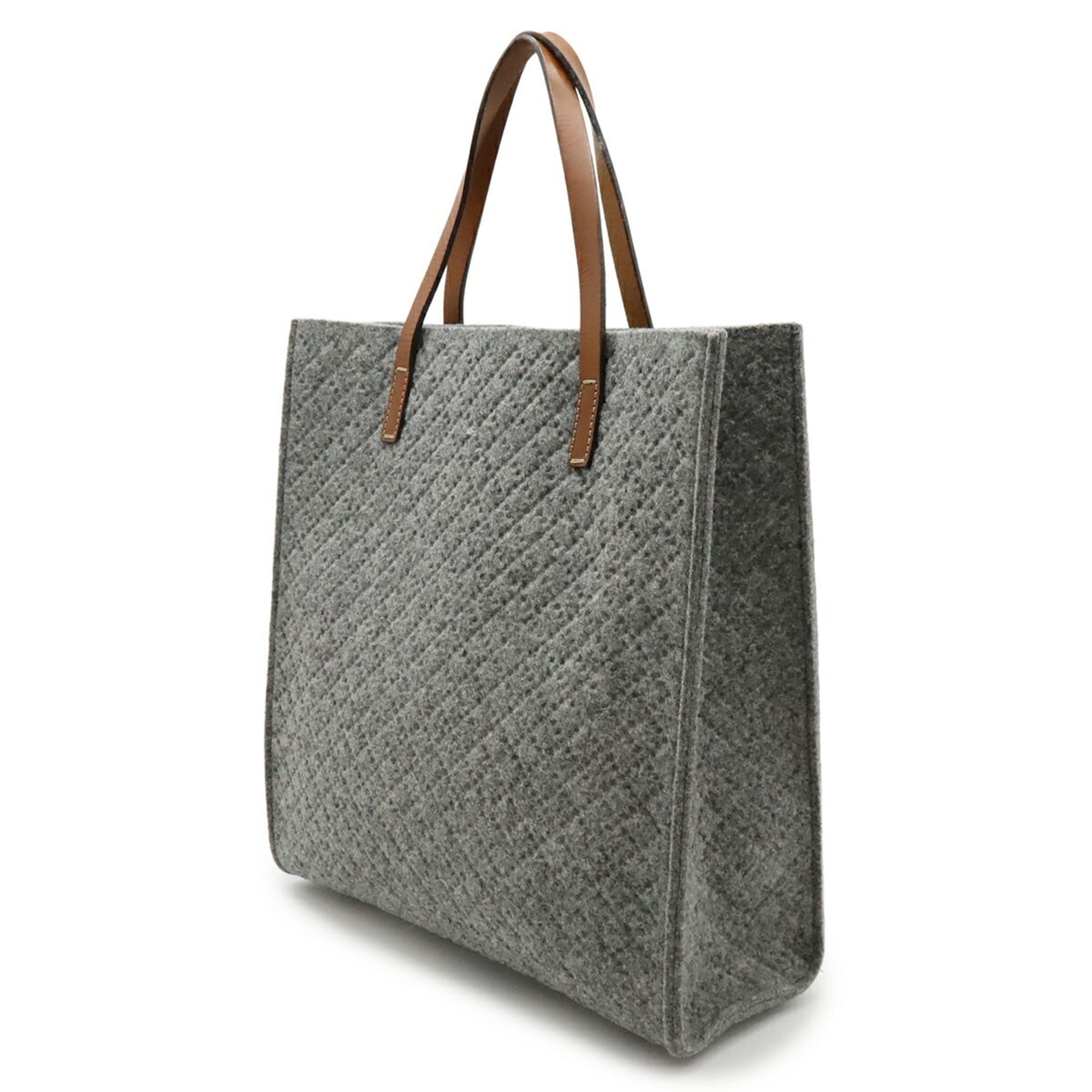 Gucci Diamante Gray Brown Felt Leather Handbag Shoulder Bag Tote Bag (Pre-Owned)