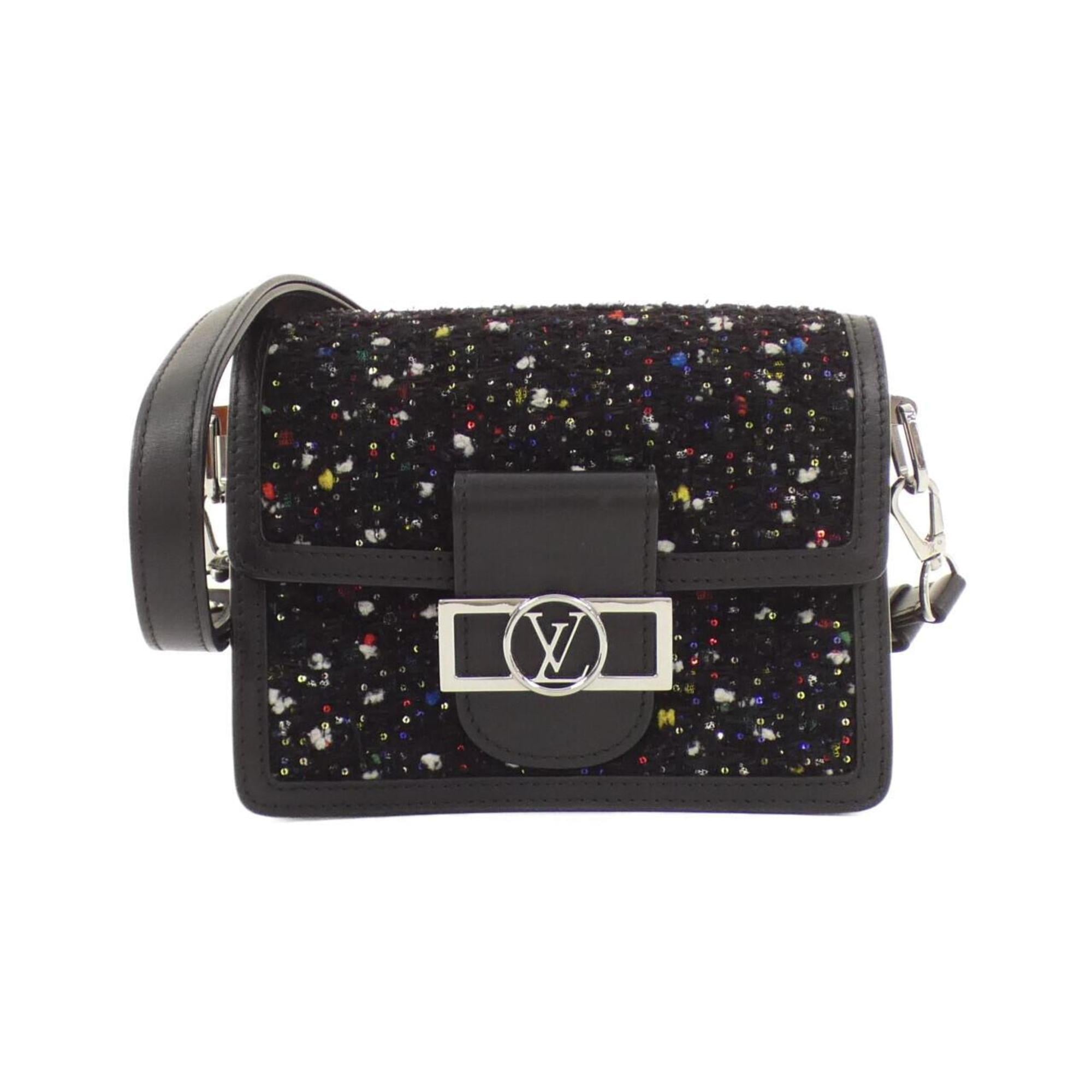 Louis Vuitton Black Tweed Spangles Leather Shoulder Bag