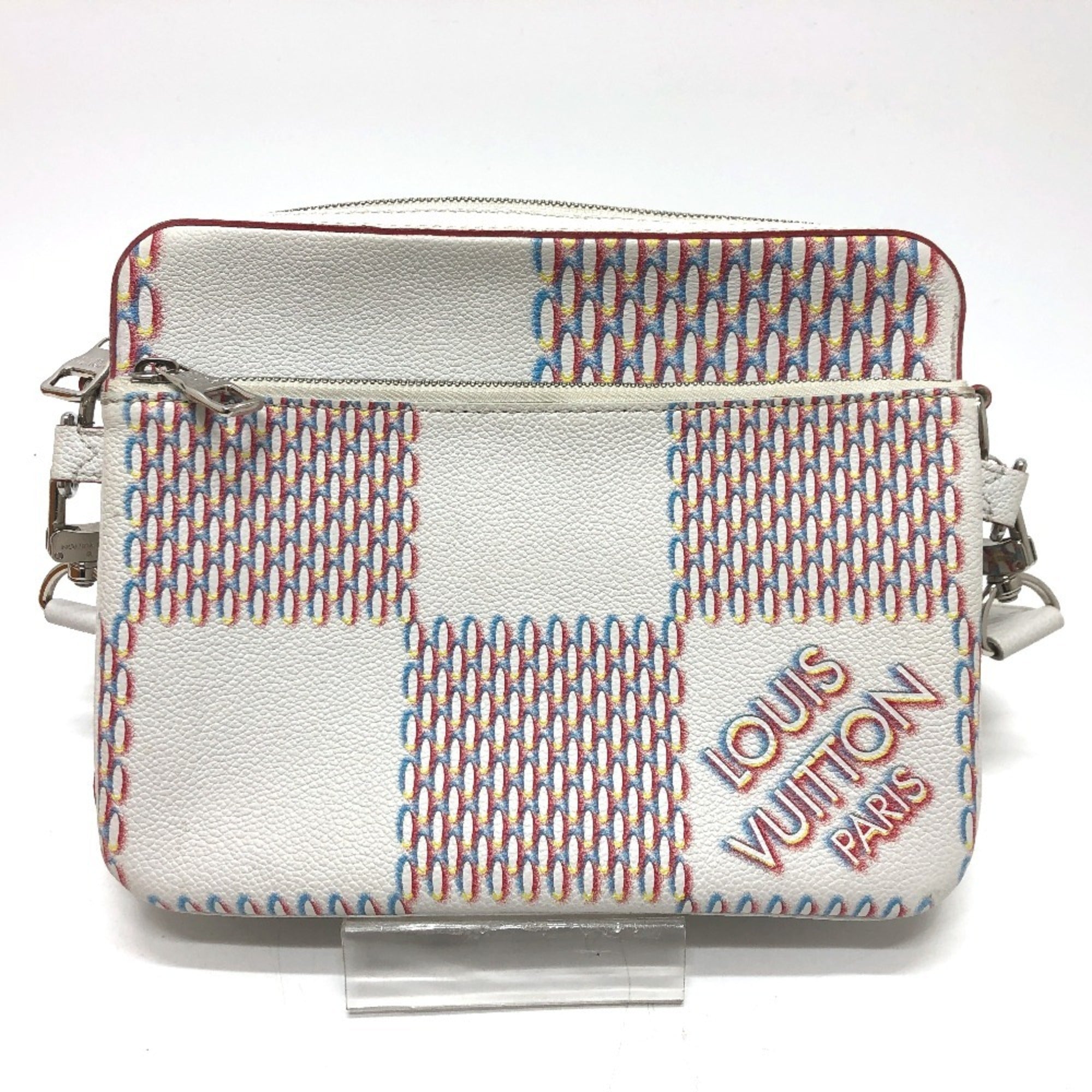 Louis Vuitton White Yellow Damier Canvas Pouch Shoulder Bag