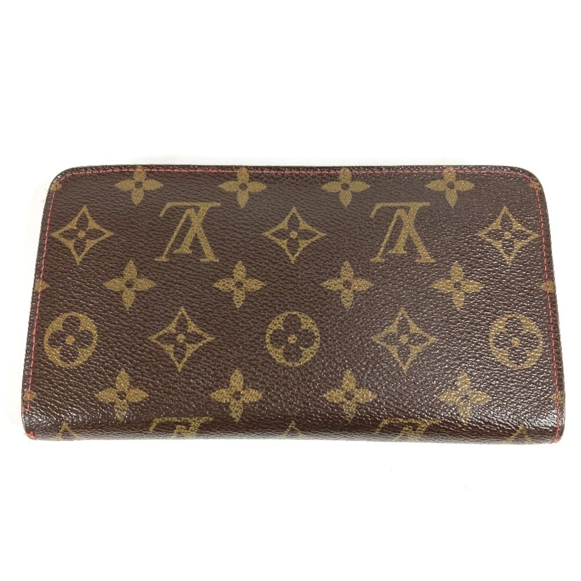 Louis Vuitton Brown Monogram Cherry Red Color Monogram Long Wallet