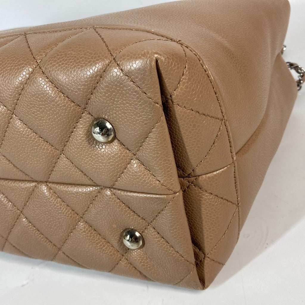 Chanel Beige Grained Calfskin Shoulder Bag Tote Bag