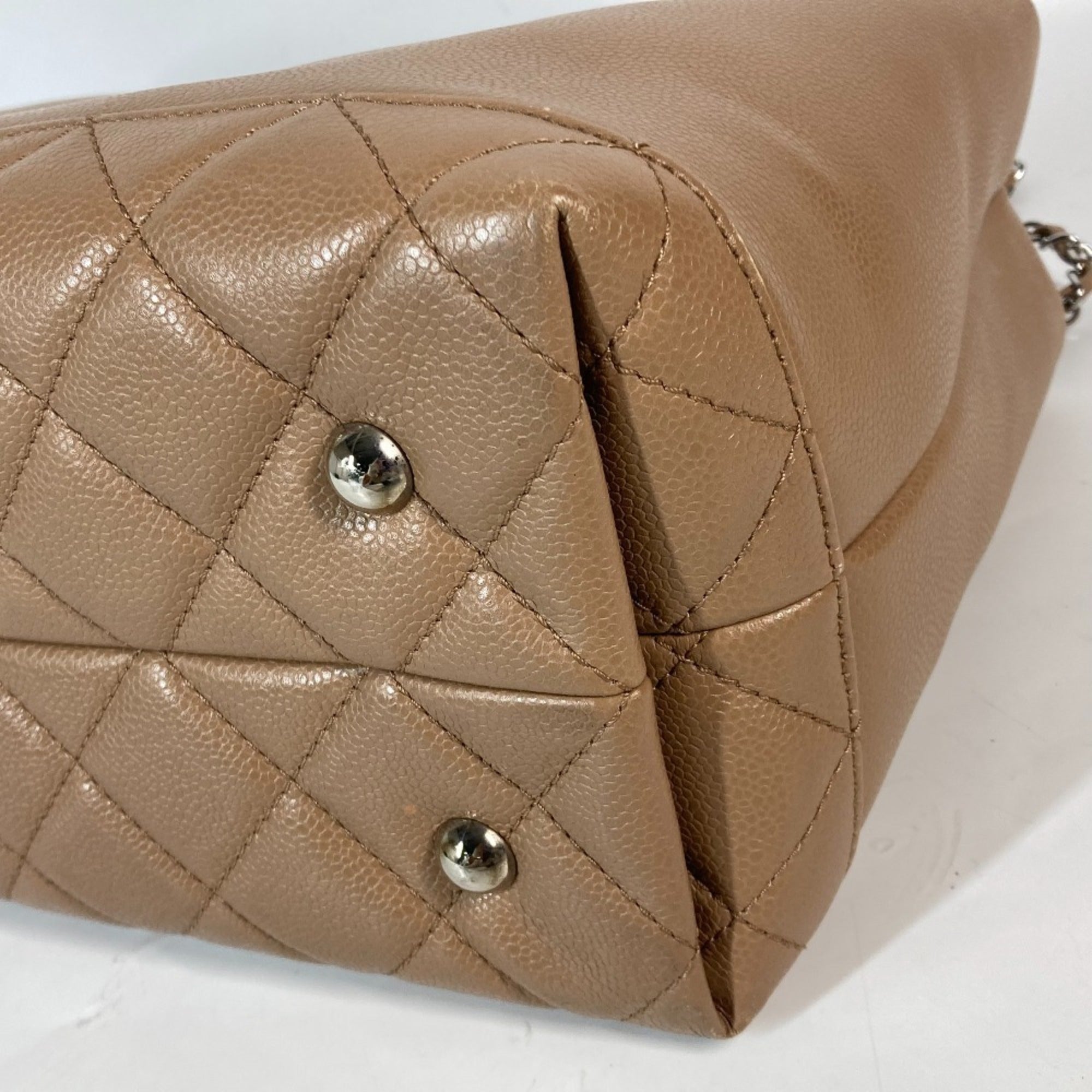 Chanel Beige Grained Calfskin Shoulder Bag Tote Bag