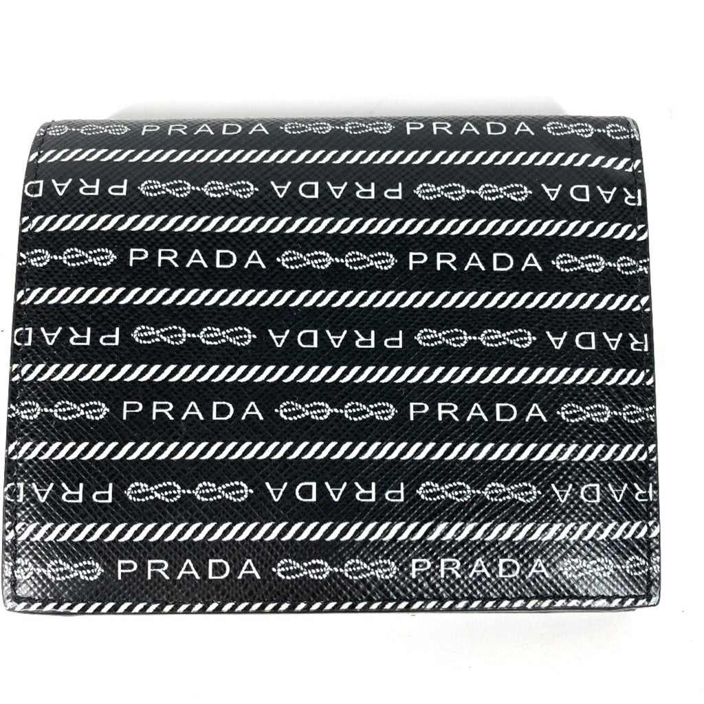 Prada Black White Leather Wallet (Bi-Fold)