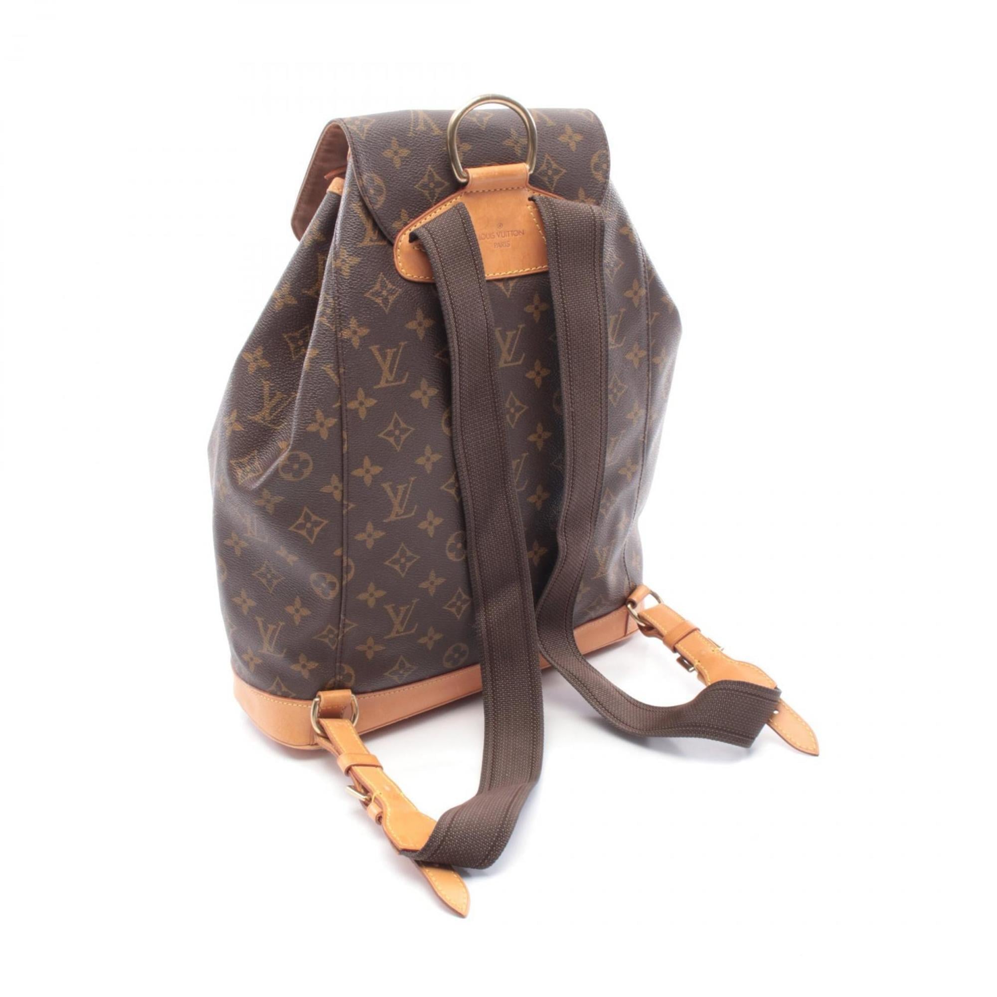 Louis Vuitton Brown Coated Canvas Leather Backpack Handbag