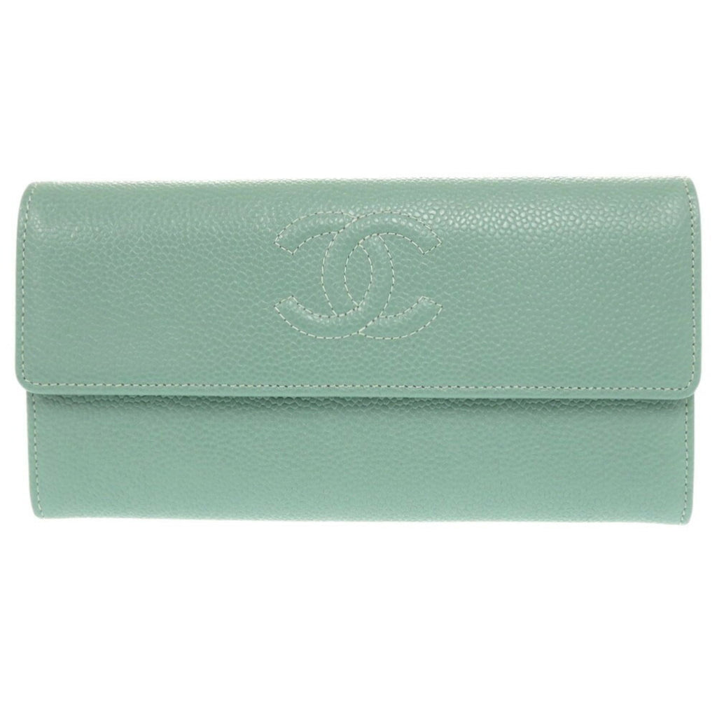 Chanel Green Grained Calfskin Long Wallet (Bi-Fold)