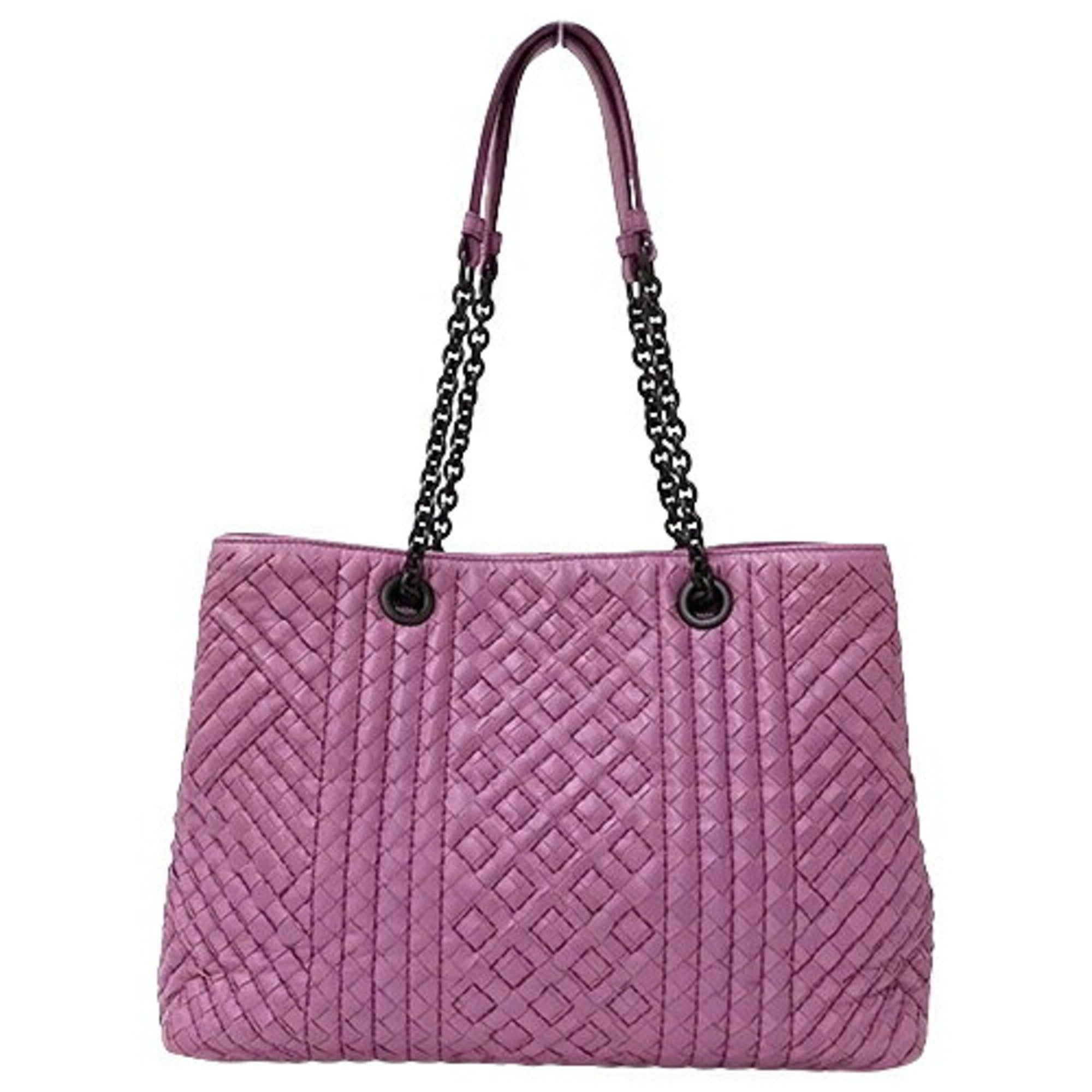 Bottega Veneta Pink Purple Leather Tote Bag