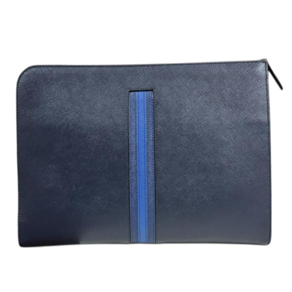 Prada Blue Navy Leather Clutch Bag