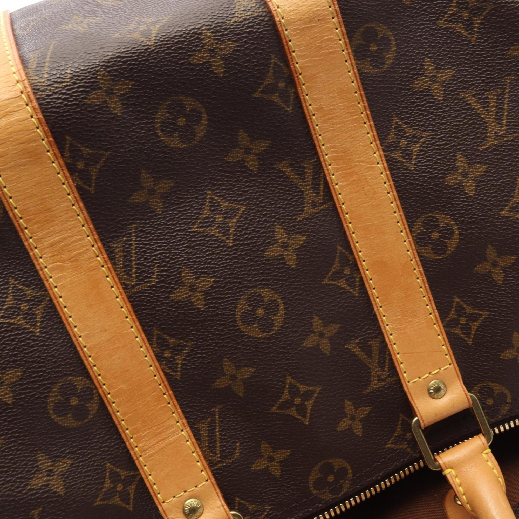 Louis Vuitton Brown Coated Canvas Leather Monogram Boston Bag