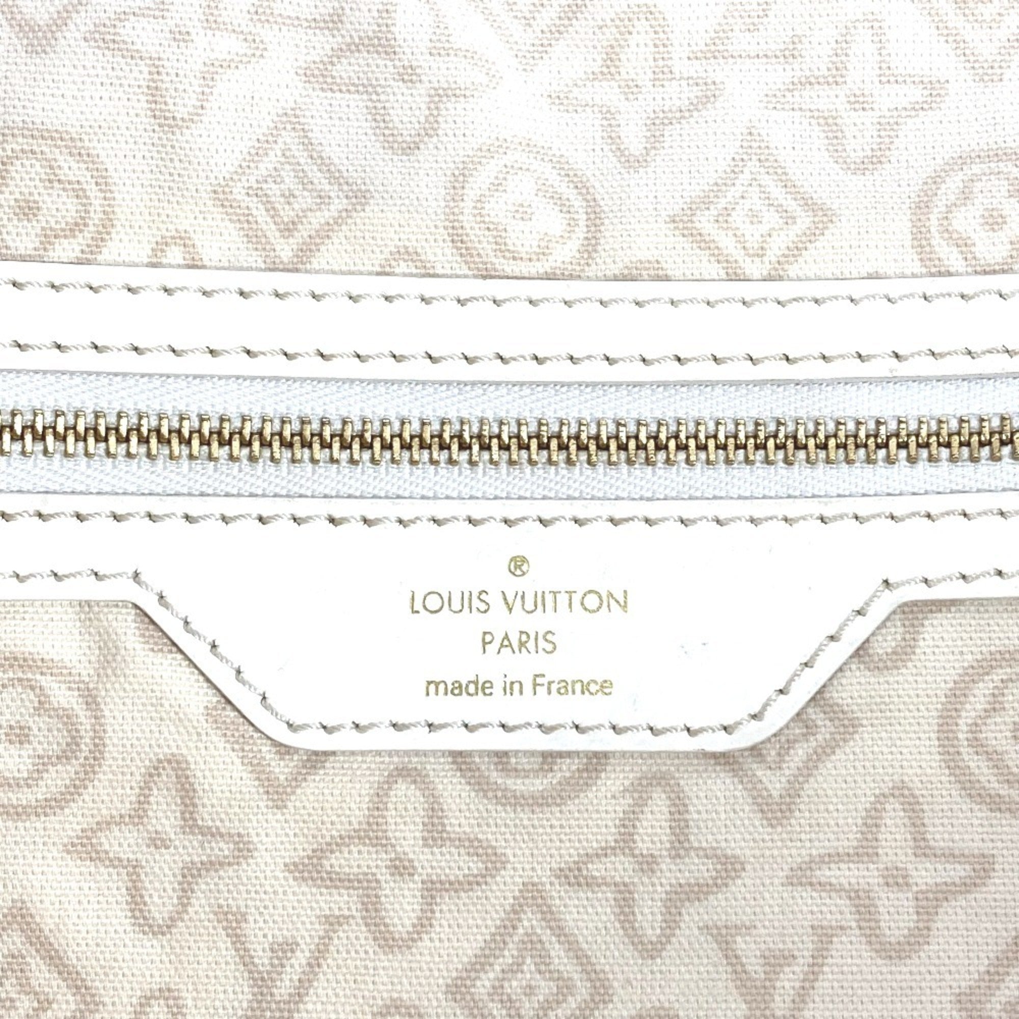 Louis Vuitton Beige Leather Canvas Shoulder Bag Tote Bag