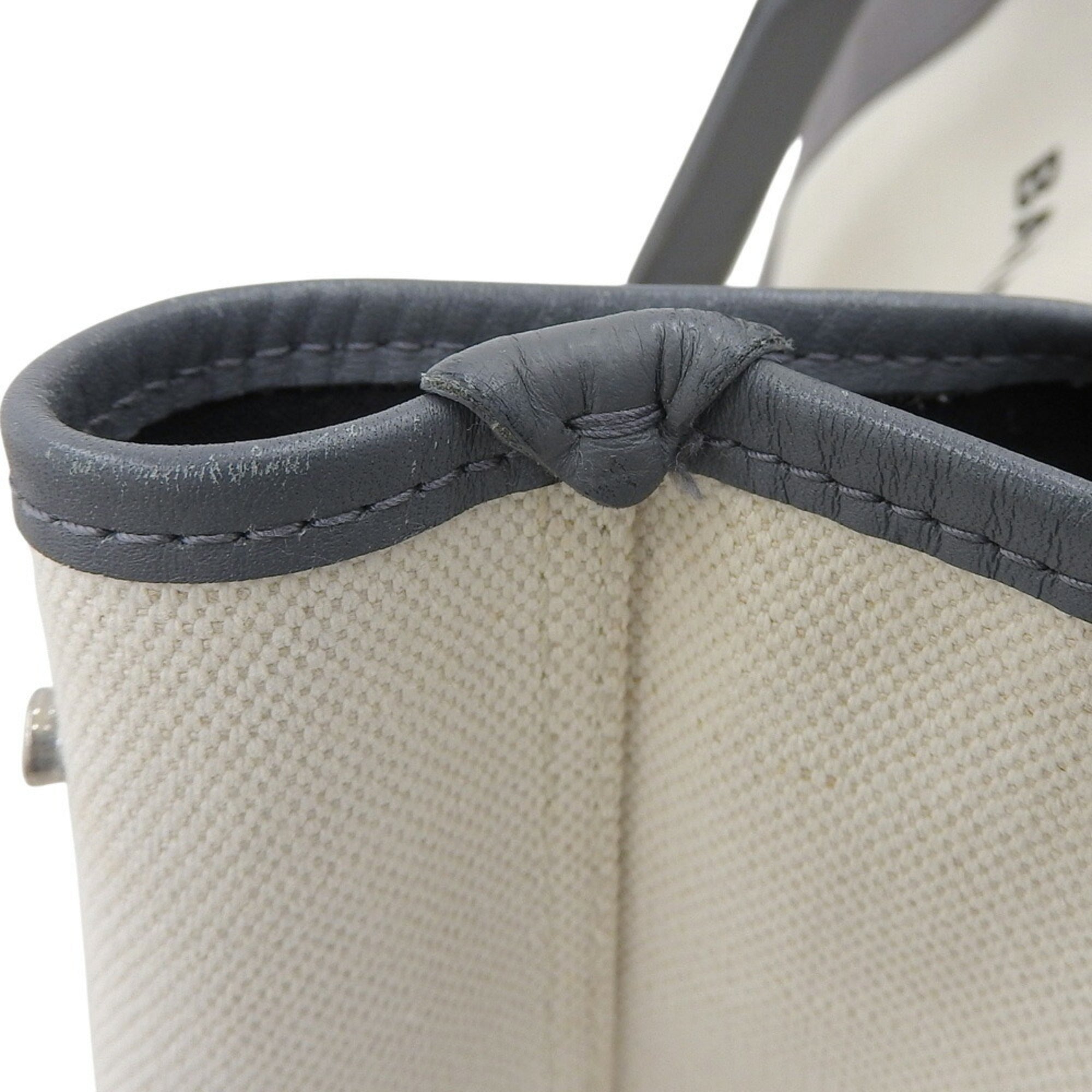 Balenciaga Gray White Canvas Leather Pouch Tote