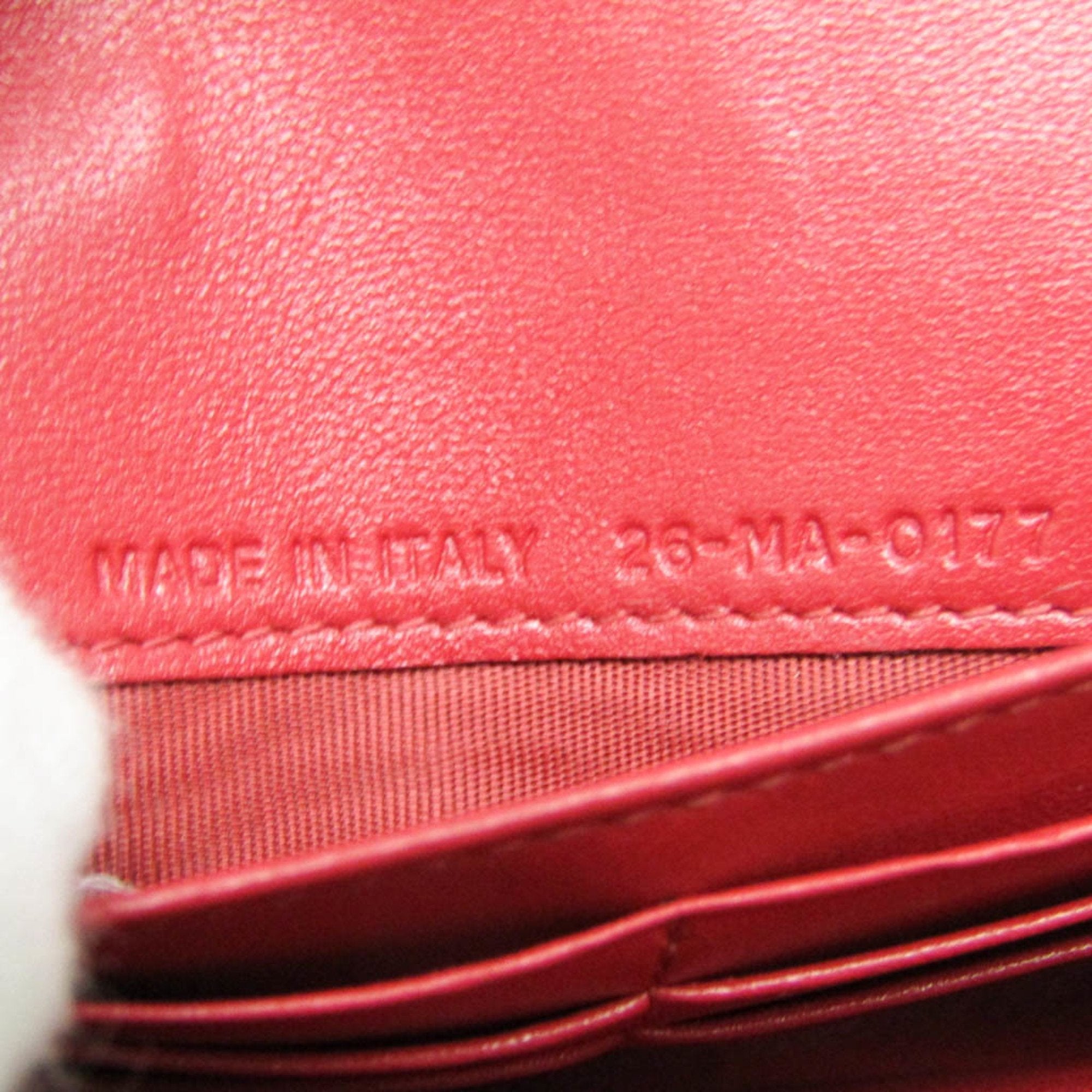 Christian Dior Red Color Leather Chain/Shoulder Wallet (Pre-Owned)