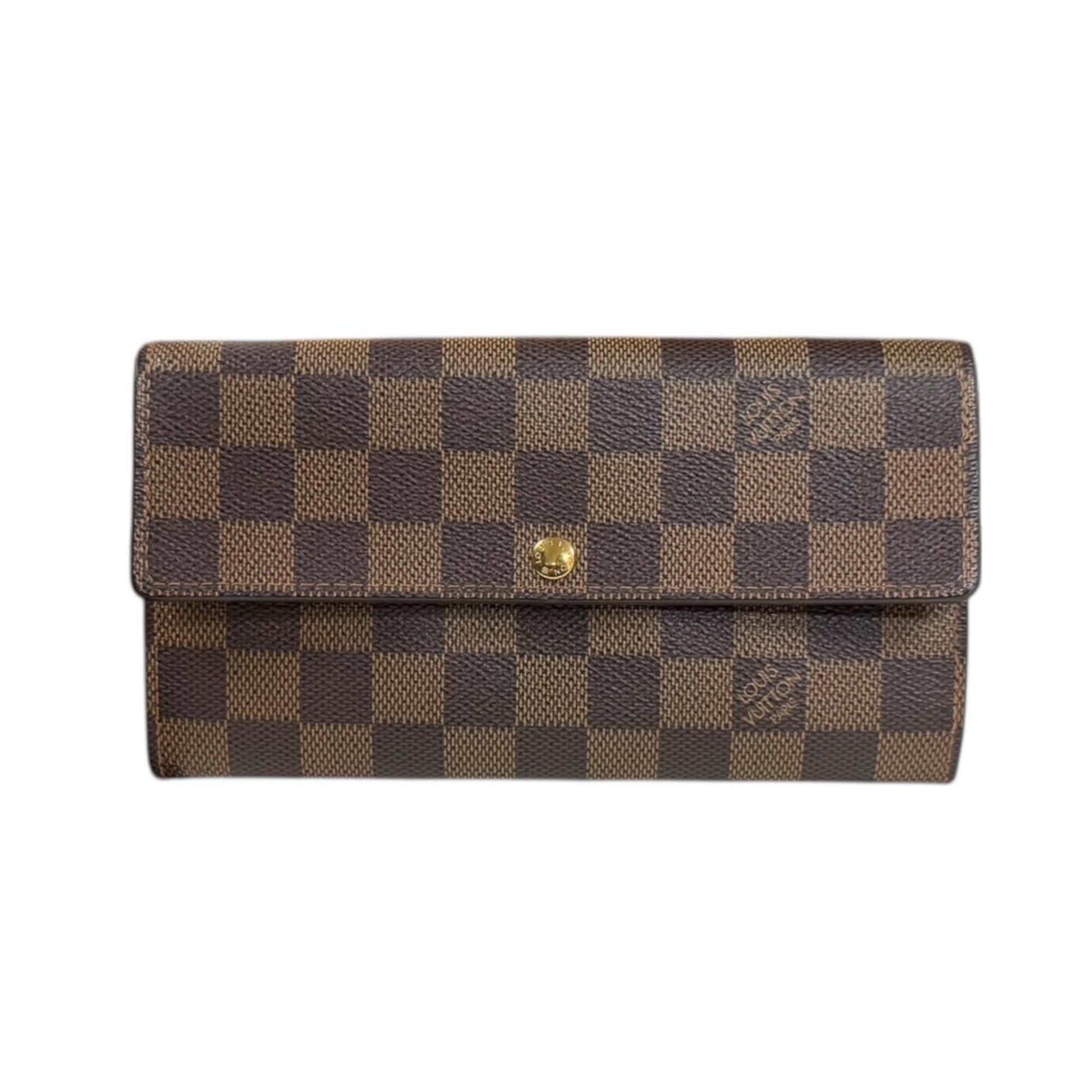 Louis Vuitton Brown Damier Canvas Long Wallet (Tri-Fold)
