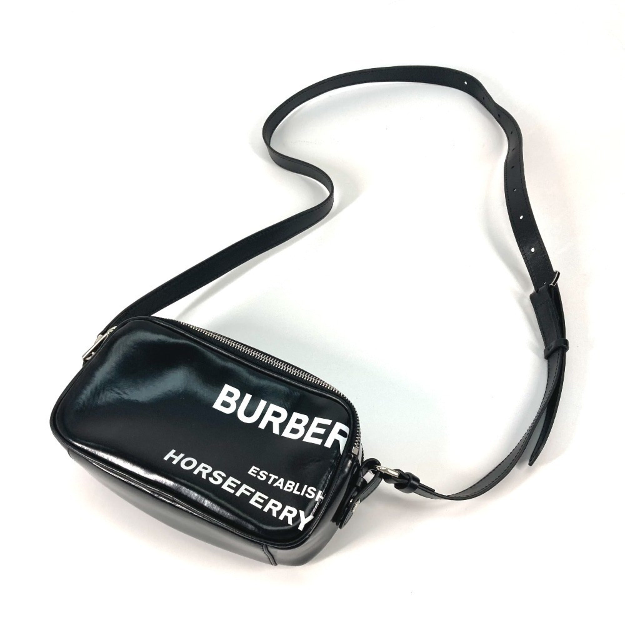 Burberry Black White Leather Shoulder Bag
